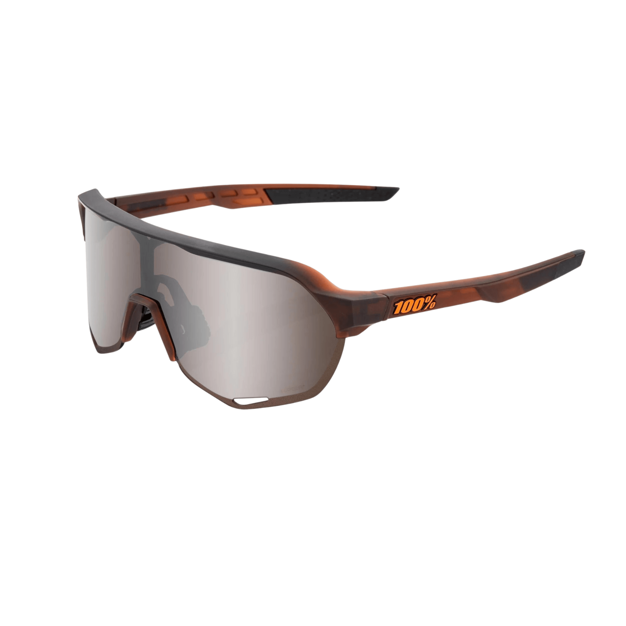 100% S2 Matte Translucent Brown Fade Sunglasses with Hiper Silver Mirror Lens