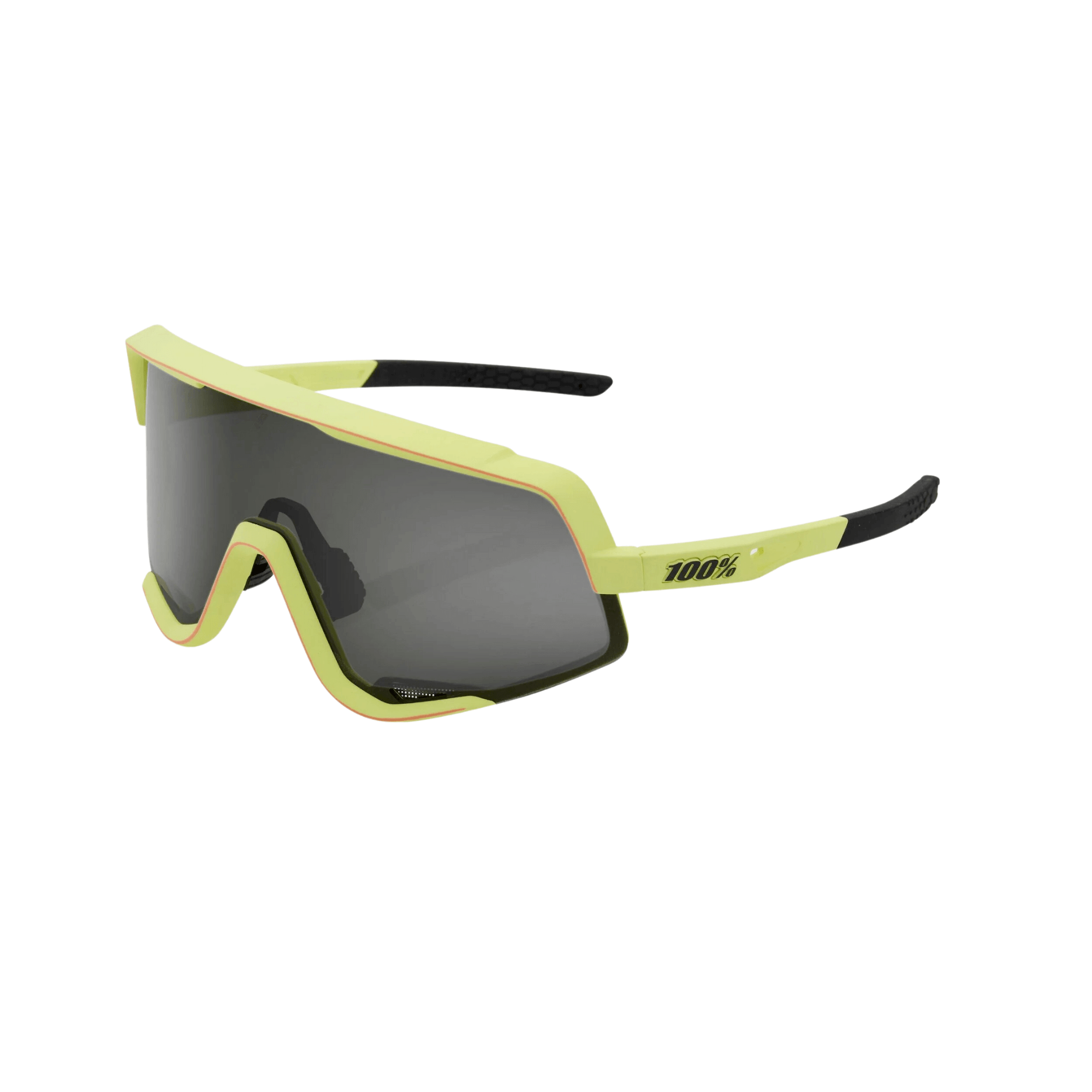 Neon yellow sunglasses with cylindrical shield lens, UV protection