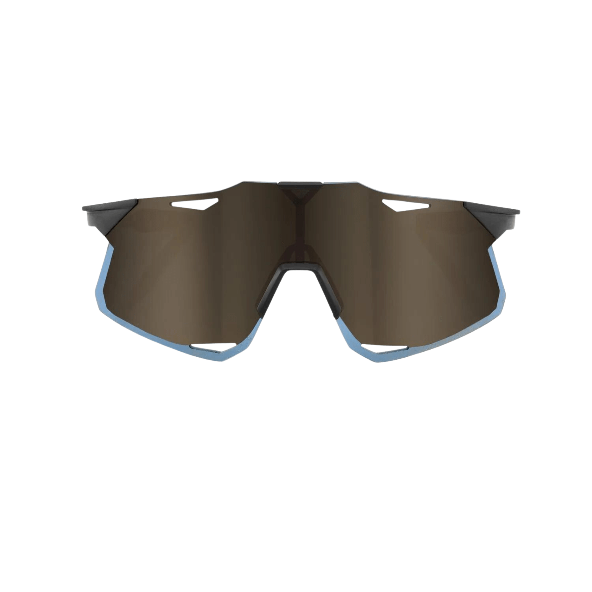 Matte black sunglasses with soft gold mirror lens offering superior optics and UV protection.