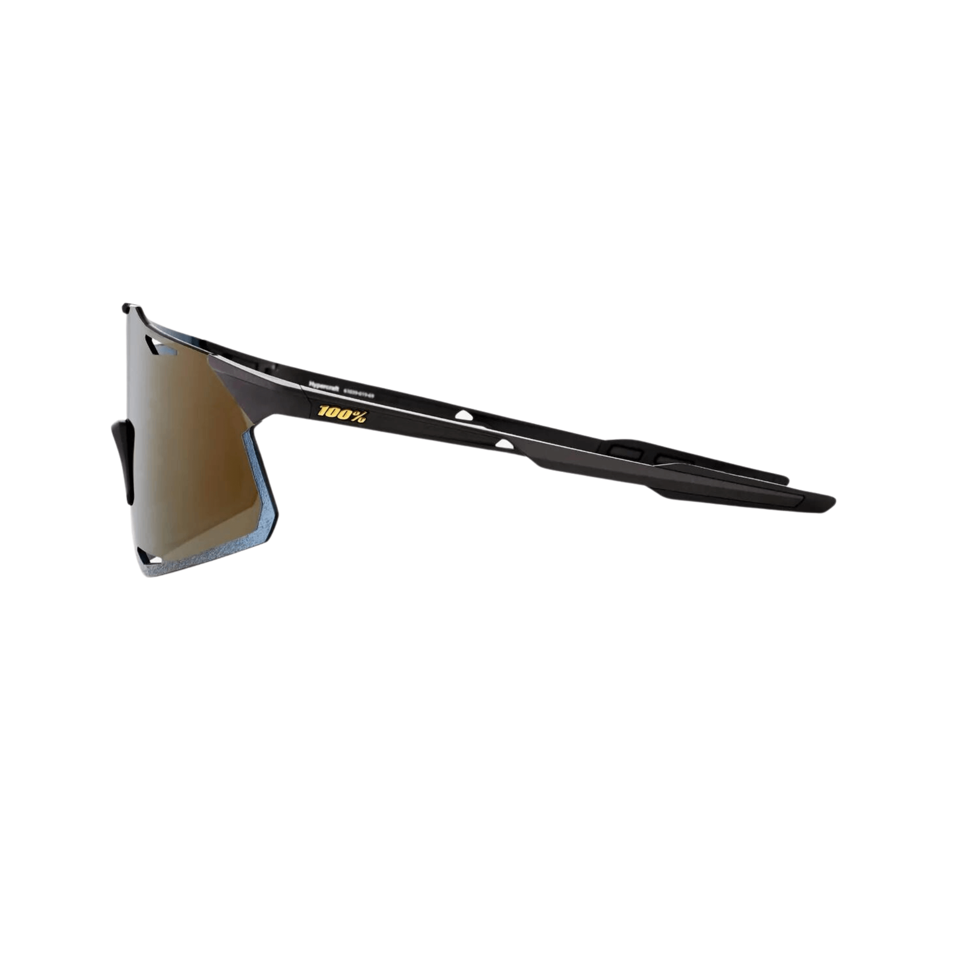 Matte black sunglasses with soft gold mirror lens offering superior optics and UV protection.