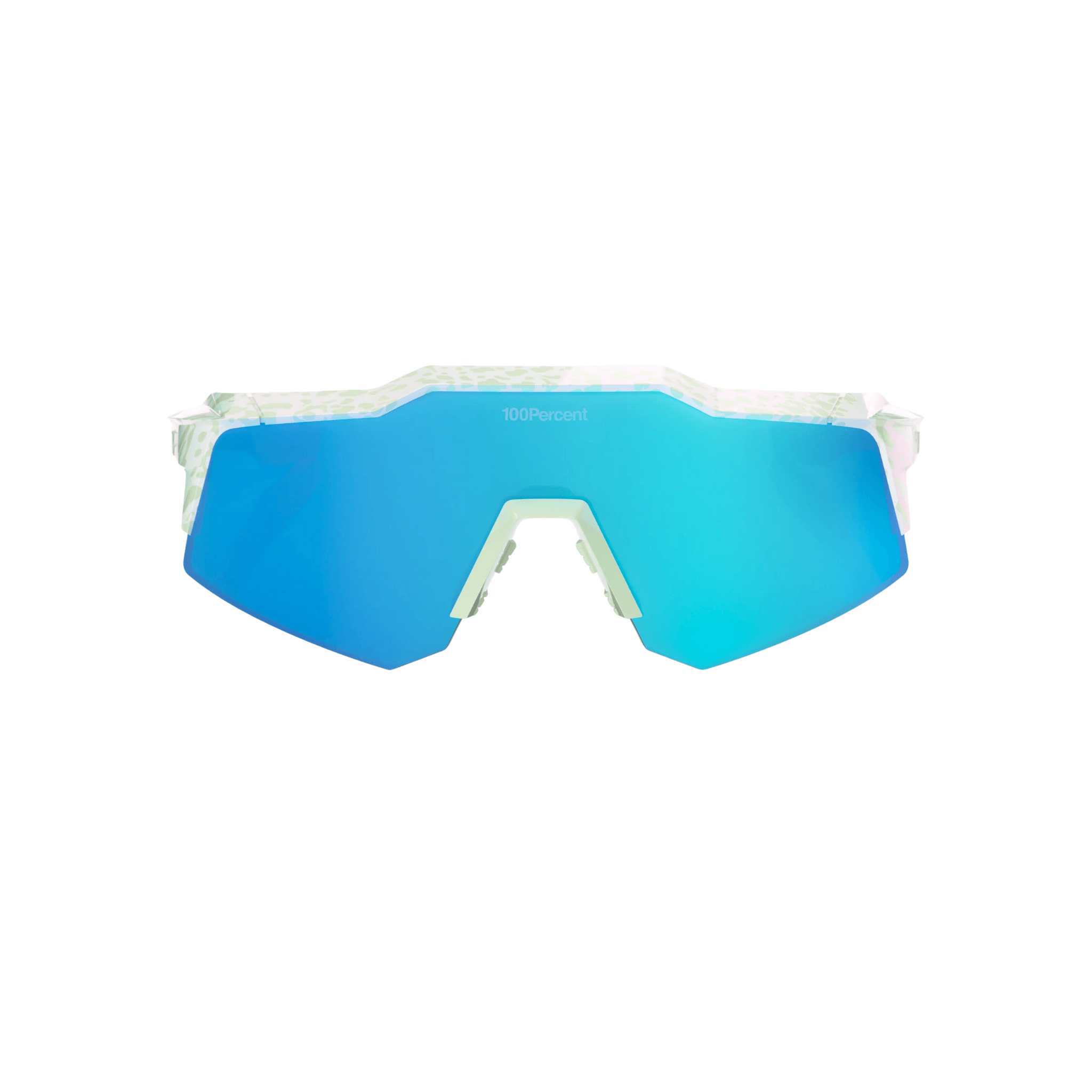100% Speedcraft XS LE Elly 2 youth sunglasses front view with polished light green frame and unique green splatter graphic