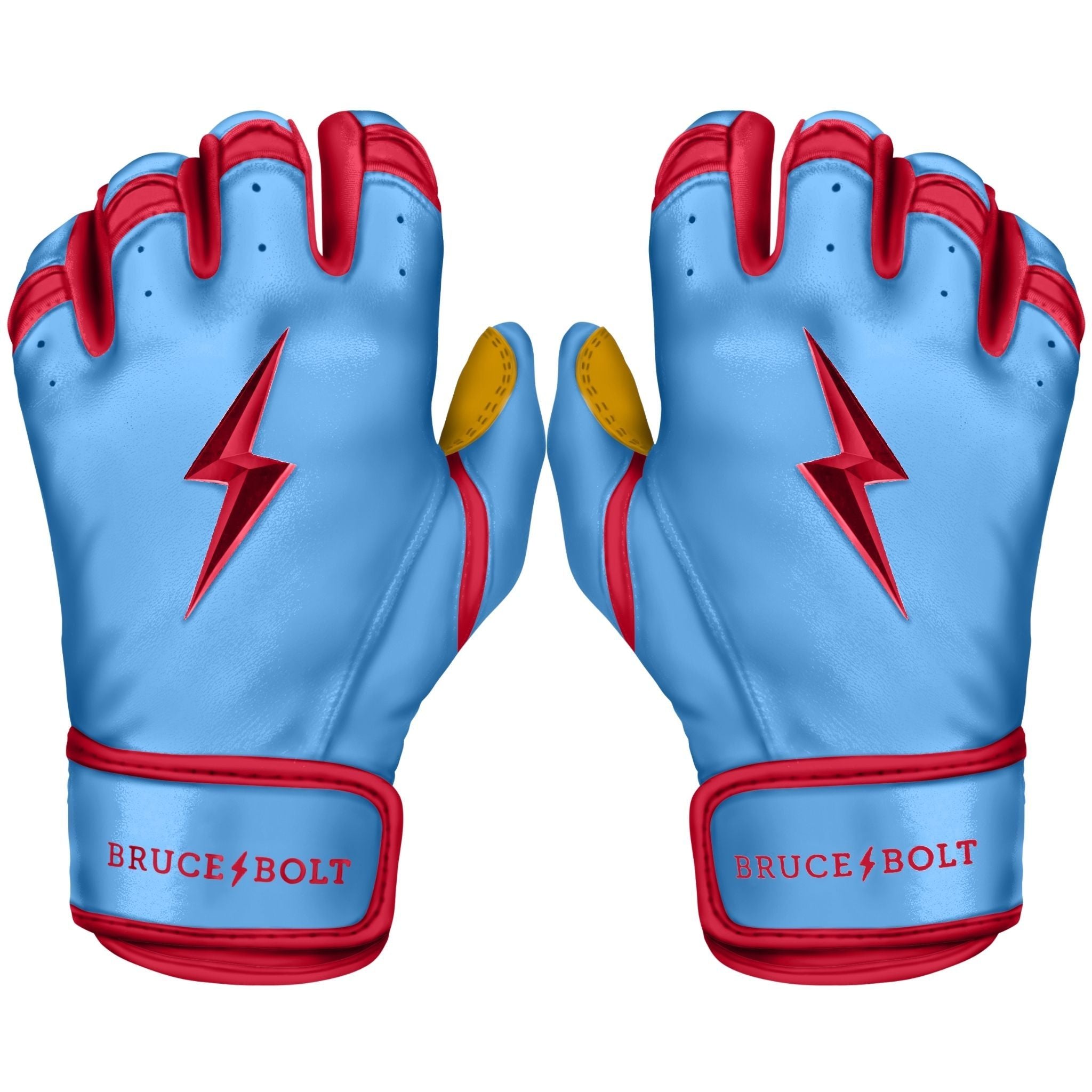 Bruce Bolt Premium Pro Bader Series Short Cuff Batting Gloves Baby Blue