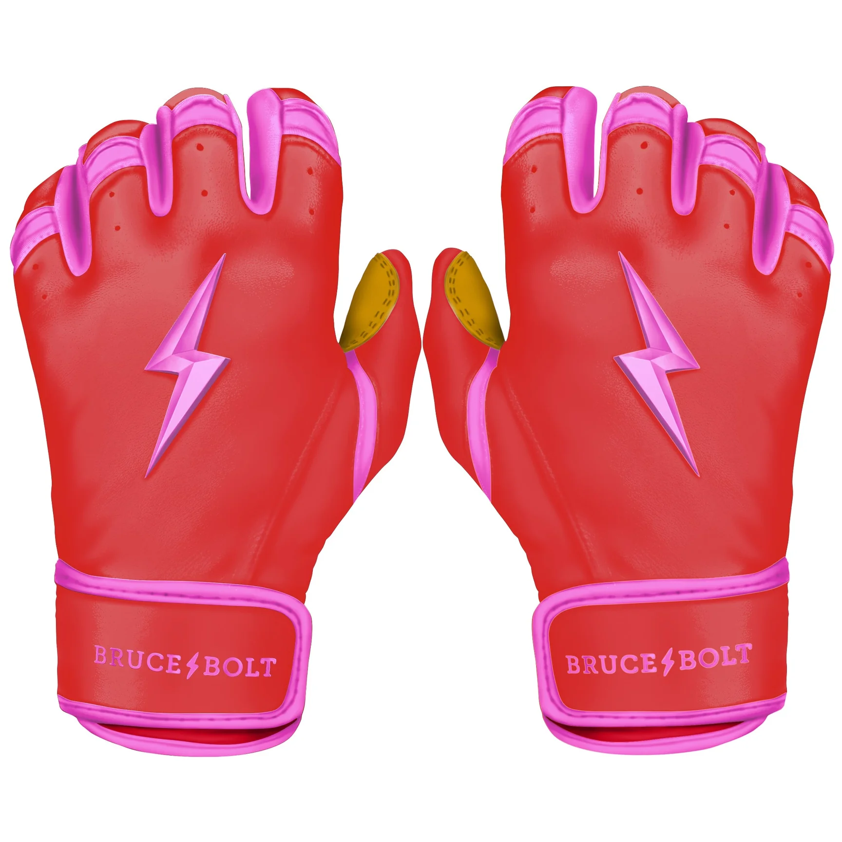 Bruce Bolt Premium Pro Bader Series Short Cuff Batting Gloves Pink