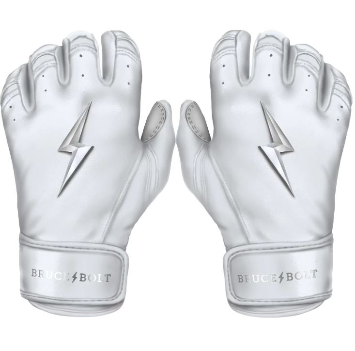 Bruce Bolt Premium Pro Chrome Short Cuff Batting Gloves White