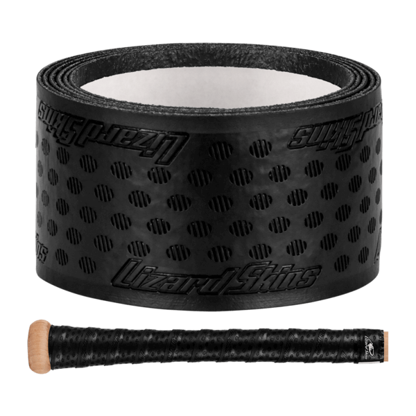 Lizard Skins DSP Ultra Solid Bat Grip in Jet Black, featuring oval pattern and multi-directional ridges for enhanced performance.