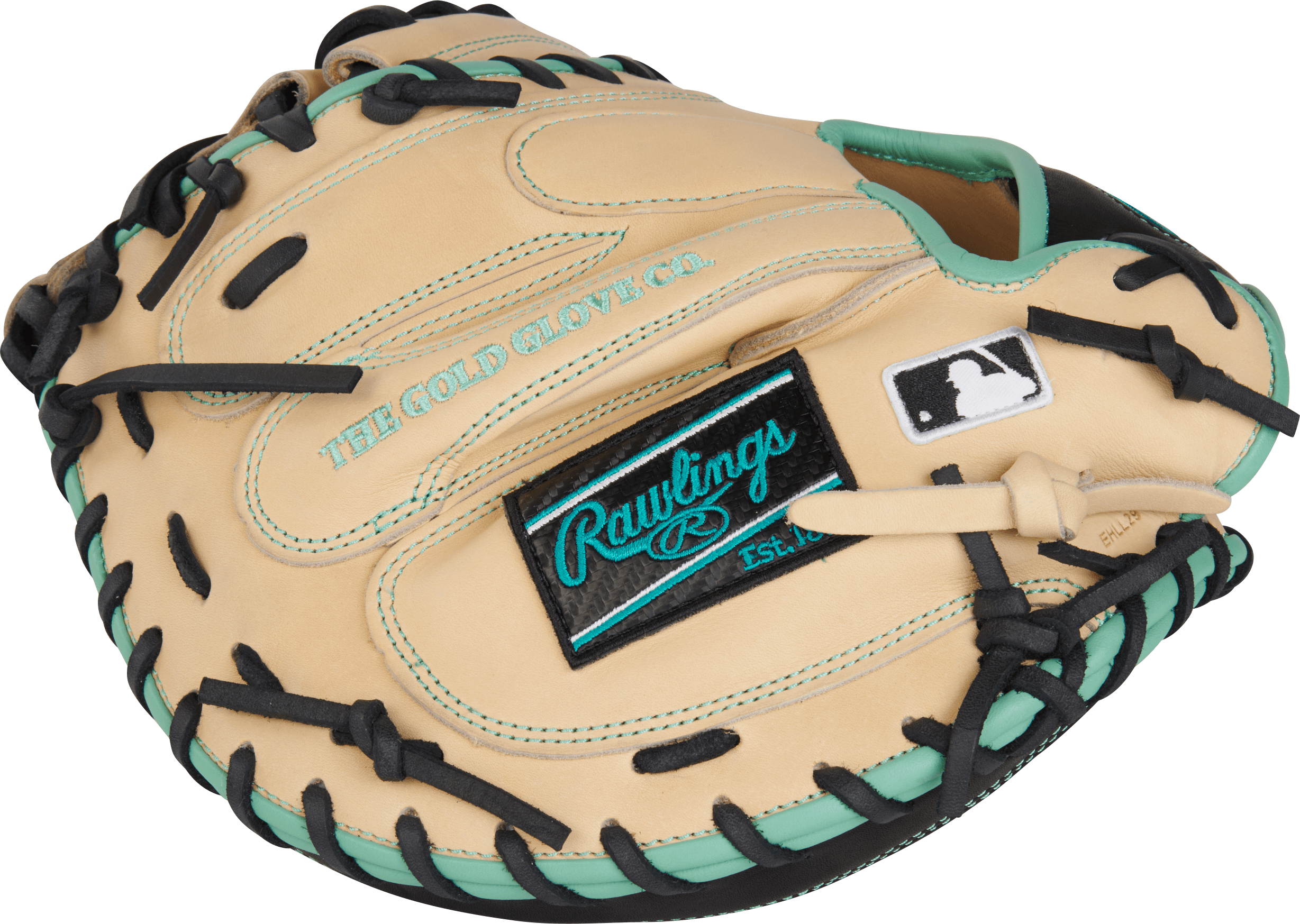 Rawlings May 2023 Gold Glove Club Heart of the Hide 33 Catcher's Mitt, black and teal, durable leather.