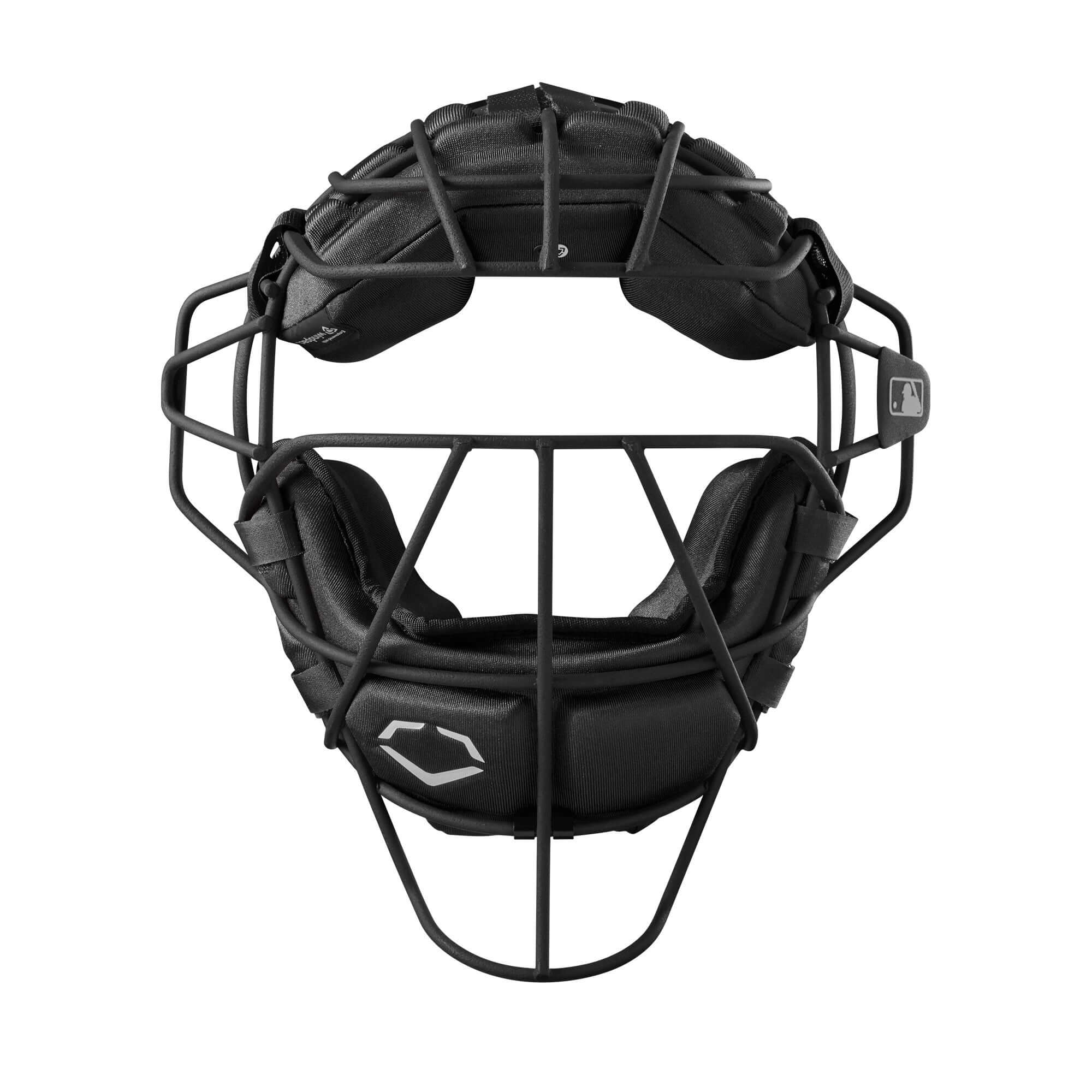 Evoshield Pro-SRZ Catcher's Face Mask in black, showcasing durable design and comfort features for ultimate protection.
