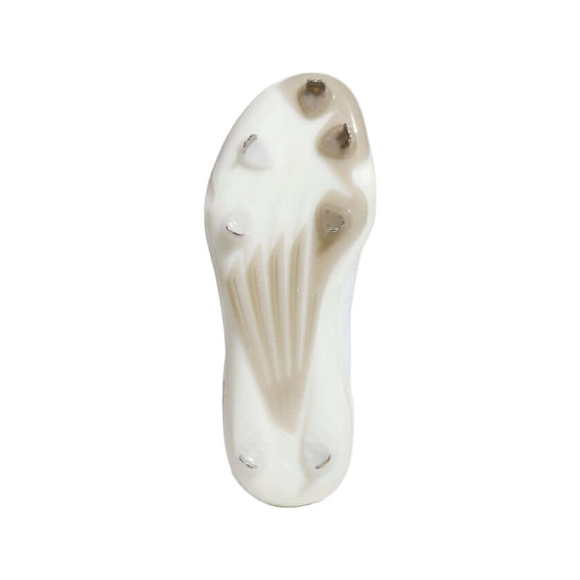 Adidas Adizero Electric 2.0 White Baseball Cleats – sole view with durable synthetic outsole for traction and explosive cuts.