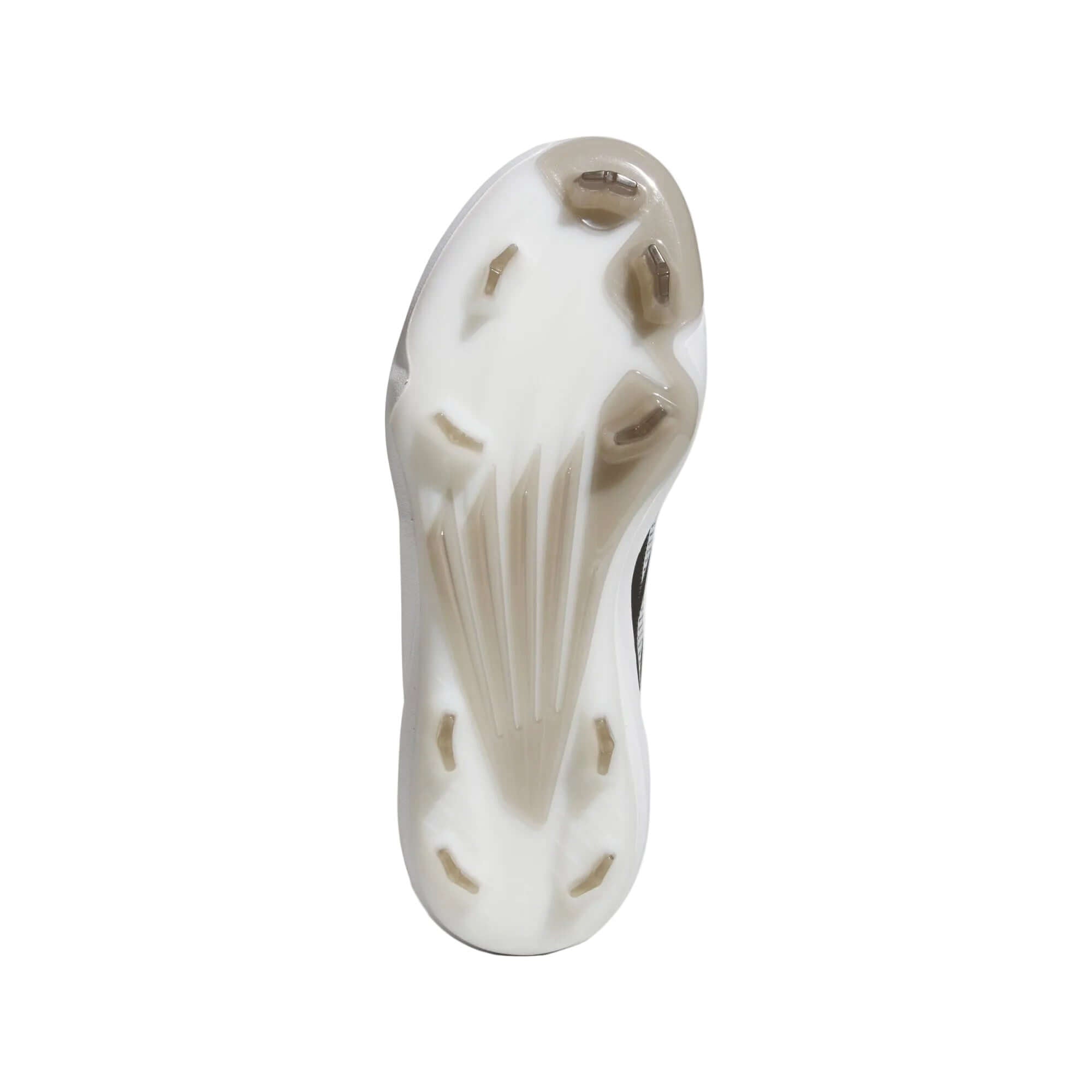 Bottom view of Adidas Adizero Impact 2.0 TPU Cleats - Core Black/Cloud White showing sole design and cleat configuration.