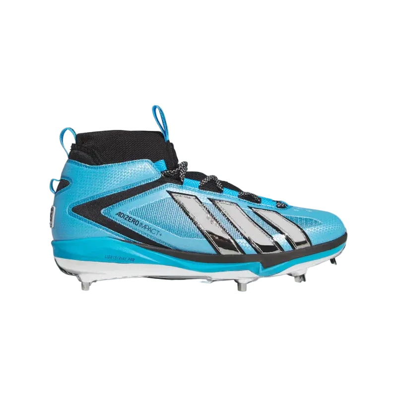 Adidas Adizero Impact+ 3.0 Racing Team Metal Baseball Cleats - Aqua/Silver