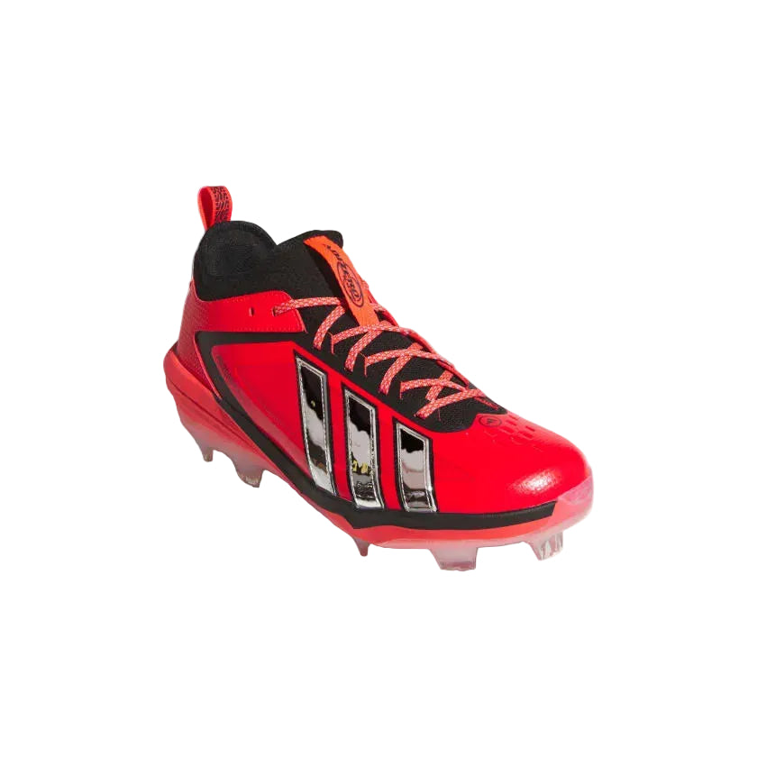 Adizero Impact 3.0 TPU Cleats front three-quarter view Lucid Red adidas baseball cleat