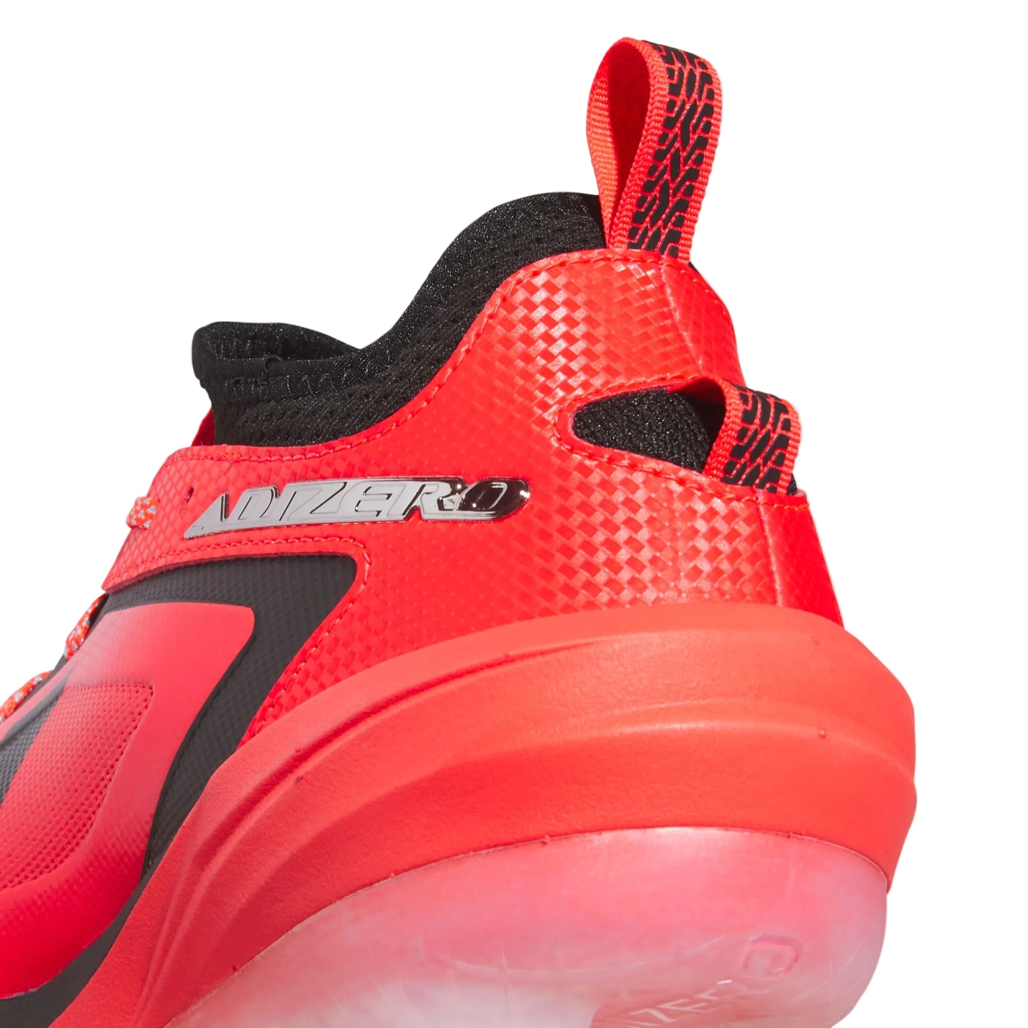 Adizero Impact 3.0 TPU Cleats heel detail Lucid Red adidas baseball cleats