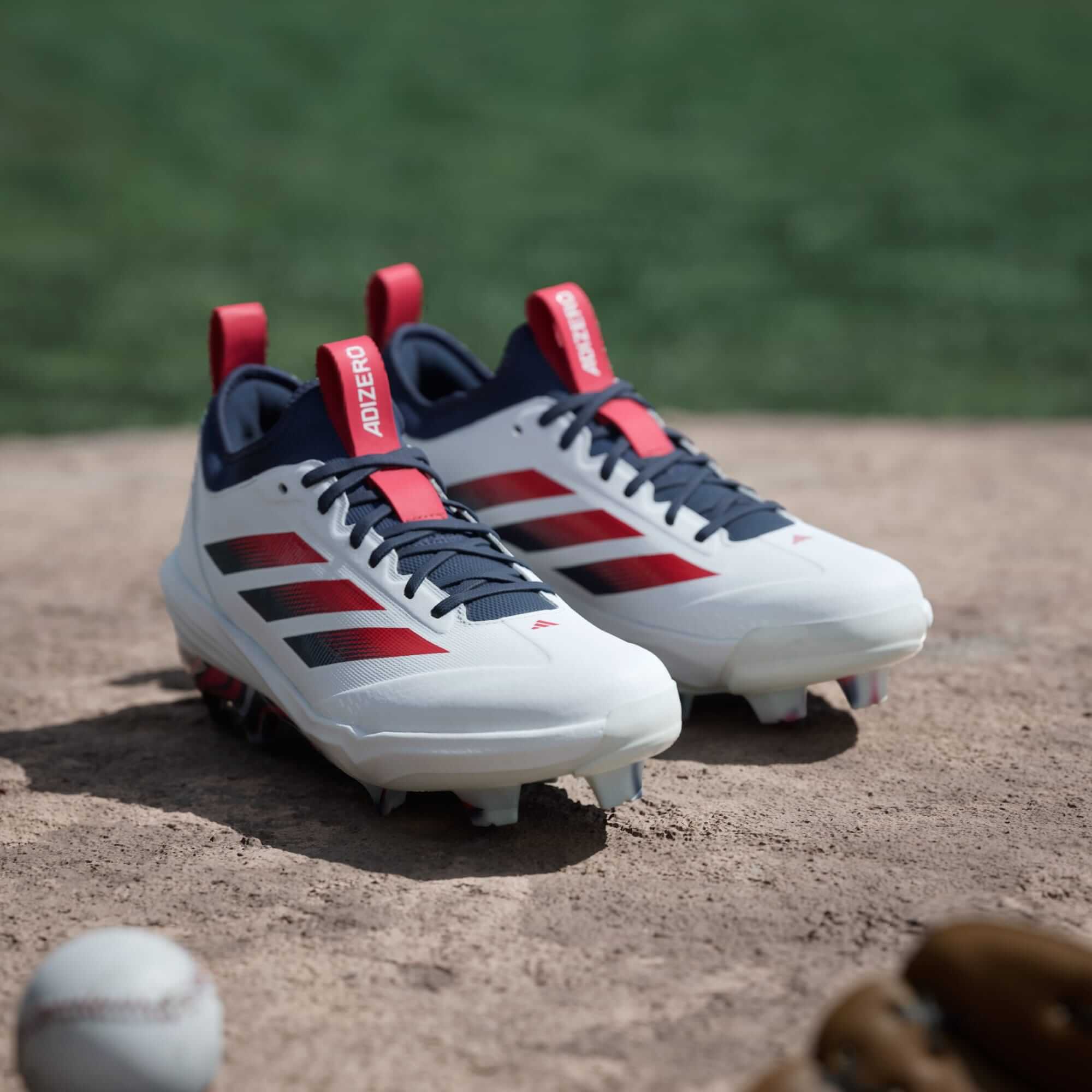 Adidas Adizero Impact TPU 2.0 USA Men's Baseball Cleats on baseball field, highlighting lightweight design and responsive cushioning