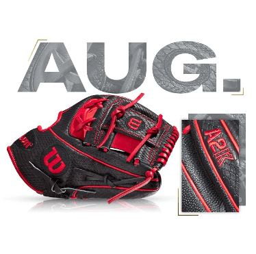 Wilson A2K 1786 SS glove in black and red, featuring August 2020 design, perfect for baseball enthusiasts.