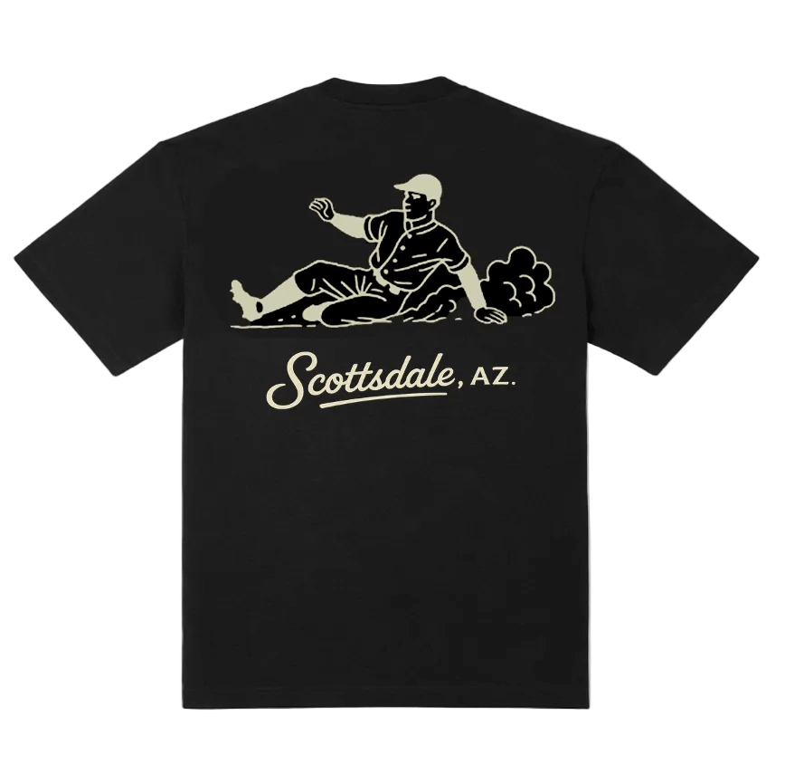 Back view of BTL Baseball Supply Co. T-Shirt with Scottsdale baseball graphic.