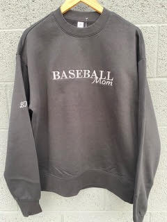 Baseball Mom crew sweatshirt featuring a classic design, perfect for game day comfort and style.
