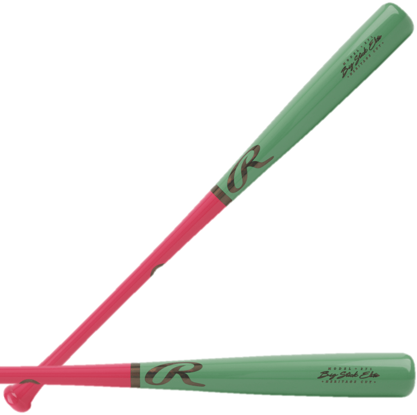 Rawlings Big Stick Elite 271 Maple Wood Bat in vibrant green and pink colors, designed for serious baseball players.