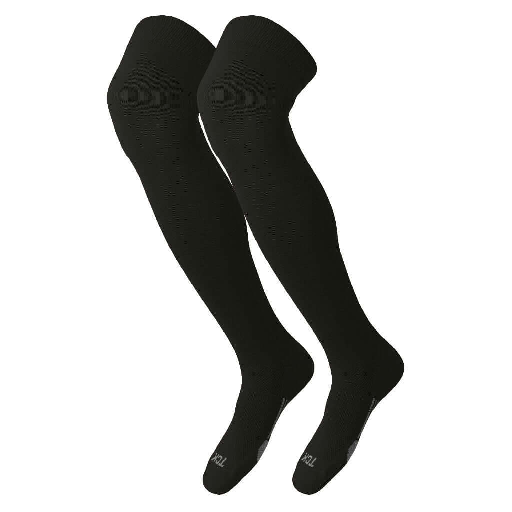 TCK Dugout Series OTK Baseball Socks in black providing moisture control and ergonomic cushioning for athletes.