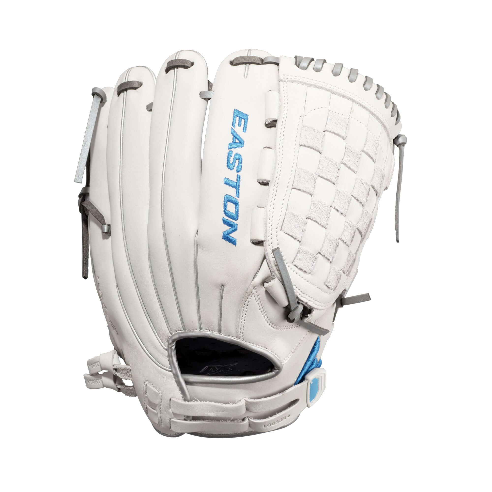 Easton Ghost NX FP Series 12.5-inch fastpitch softball glove, featuring Game Ready Diamond Pro Steer leather and Flex Notch closure.