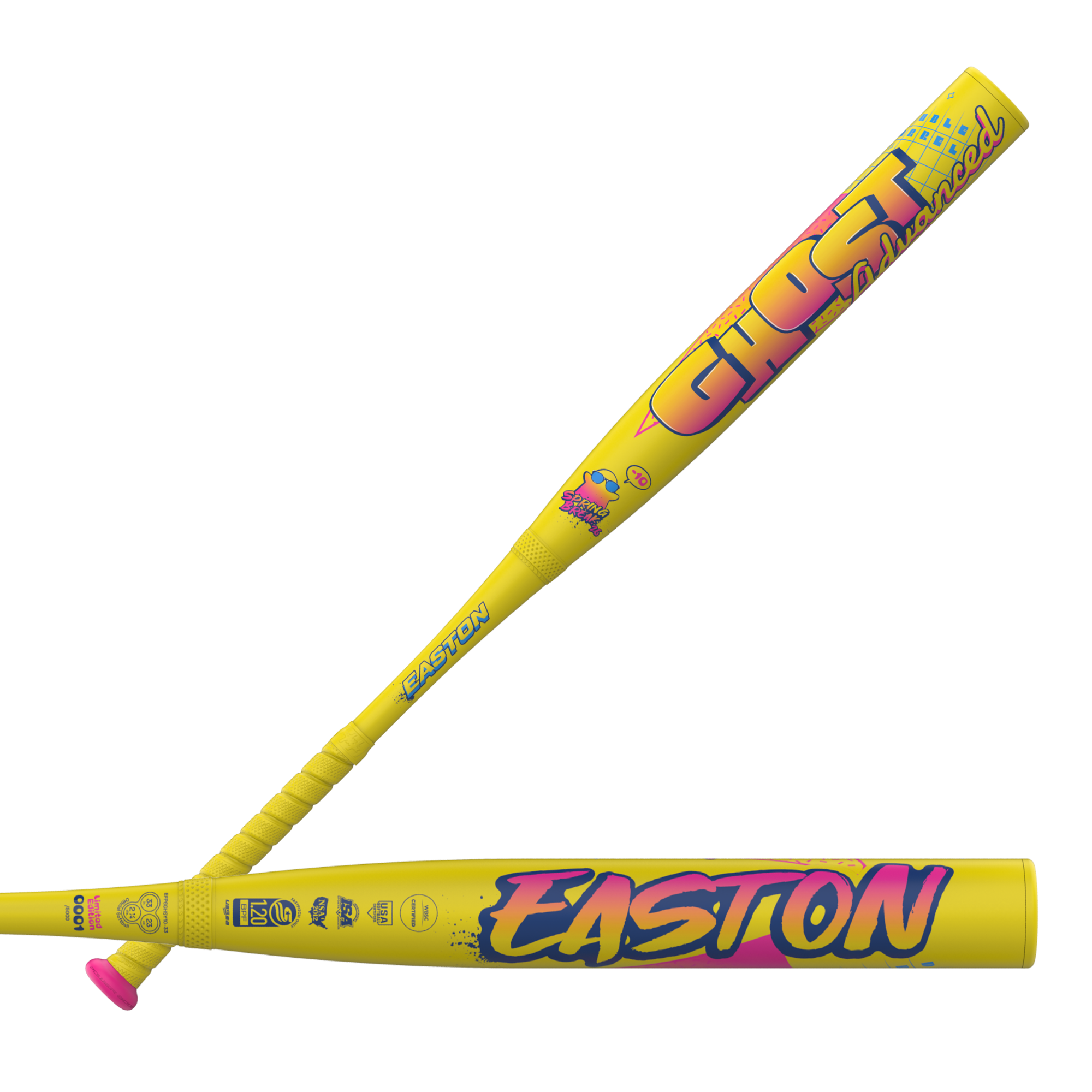 Easton Ghost Advanced (-11) Fastpitch Softball Bat in vibrant design from Easton’s Spring Break Collection