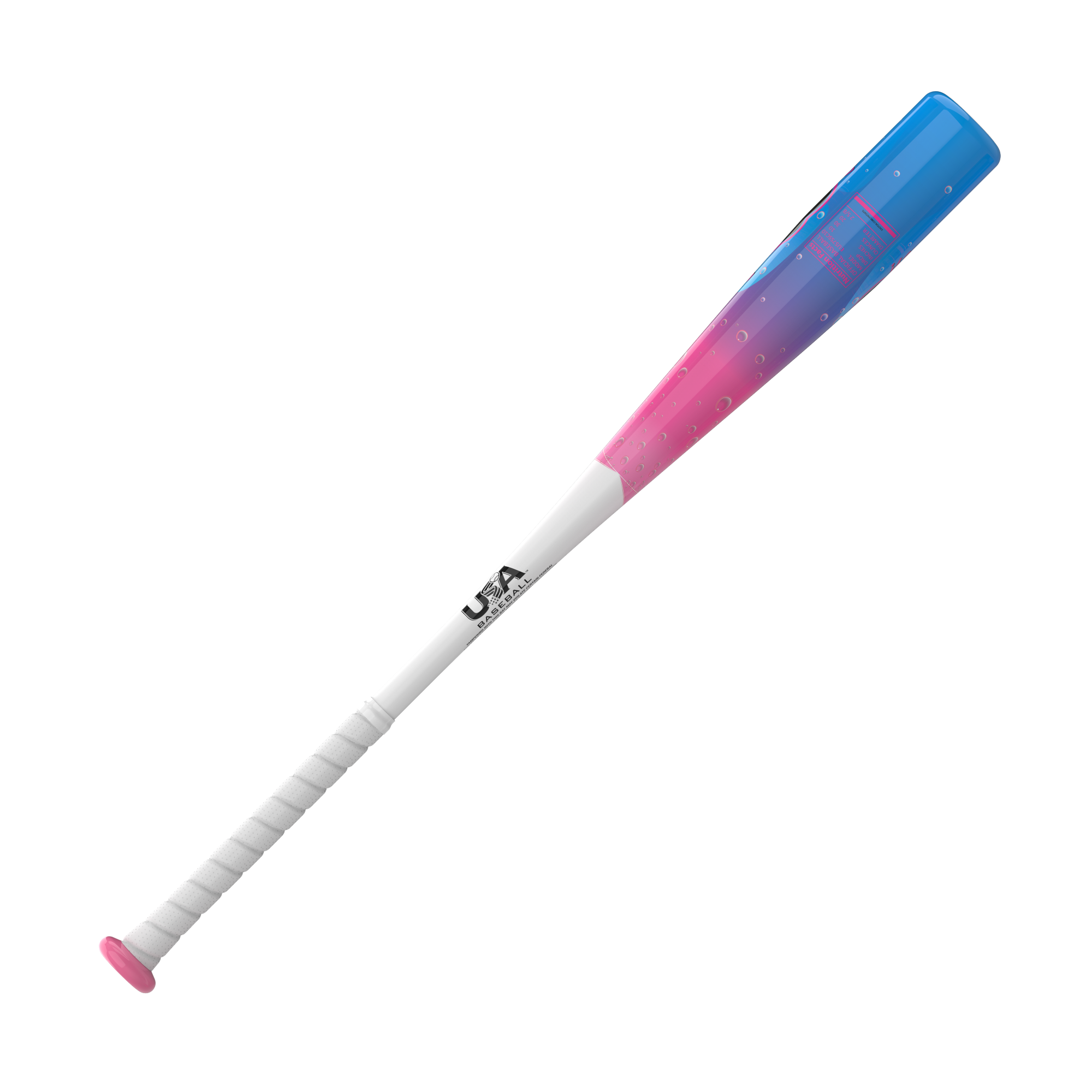 Easton Soda Slammer Cotton Candy USA Baseball Bat back view showing the one-piece alloy construction and barrel graphics
