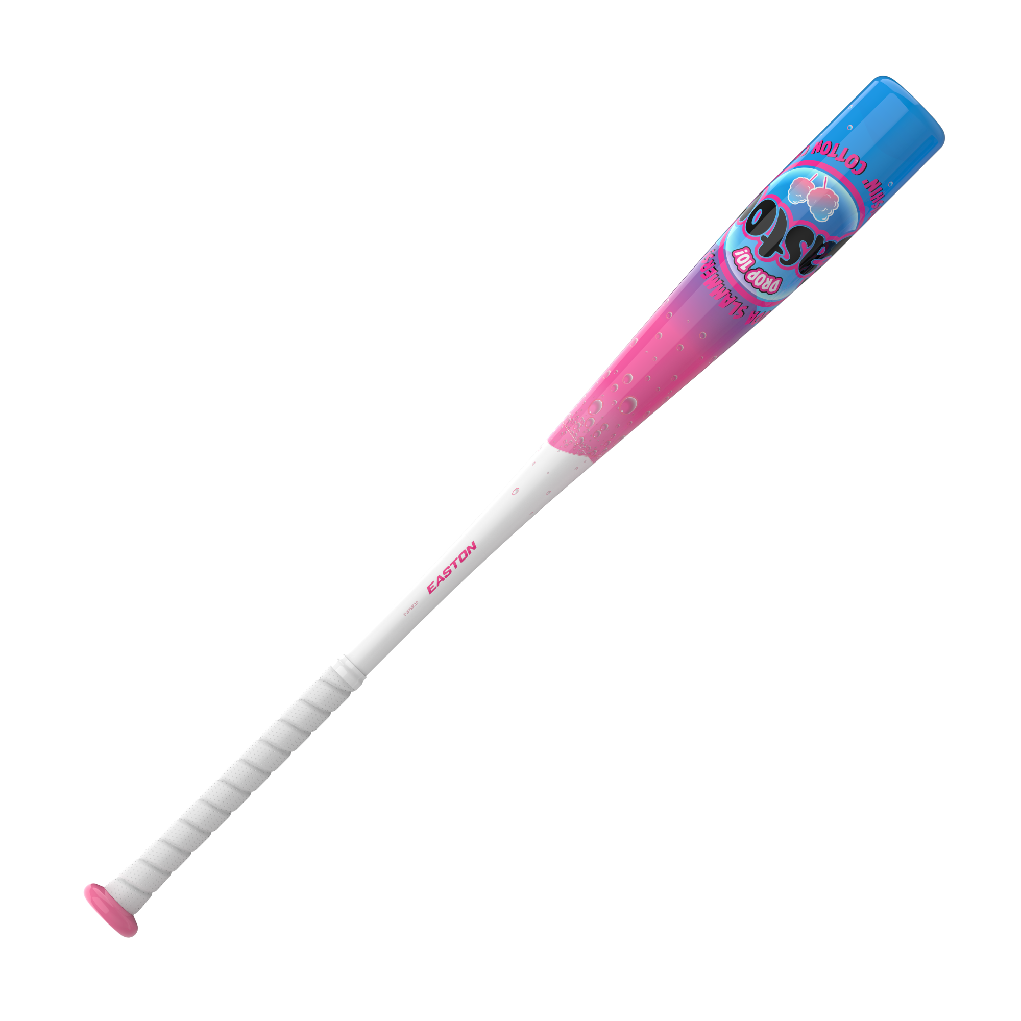 Easton Soda Slammer Cotton Candy USA Baseball Bat front view showing the alloy barrel, logo, and Cotton Candy design