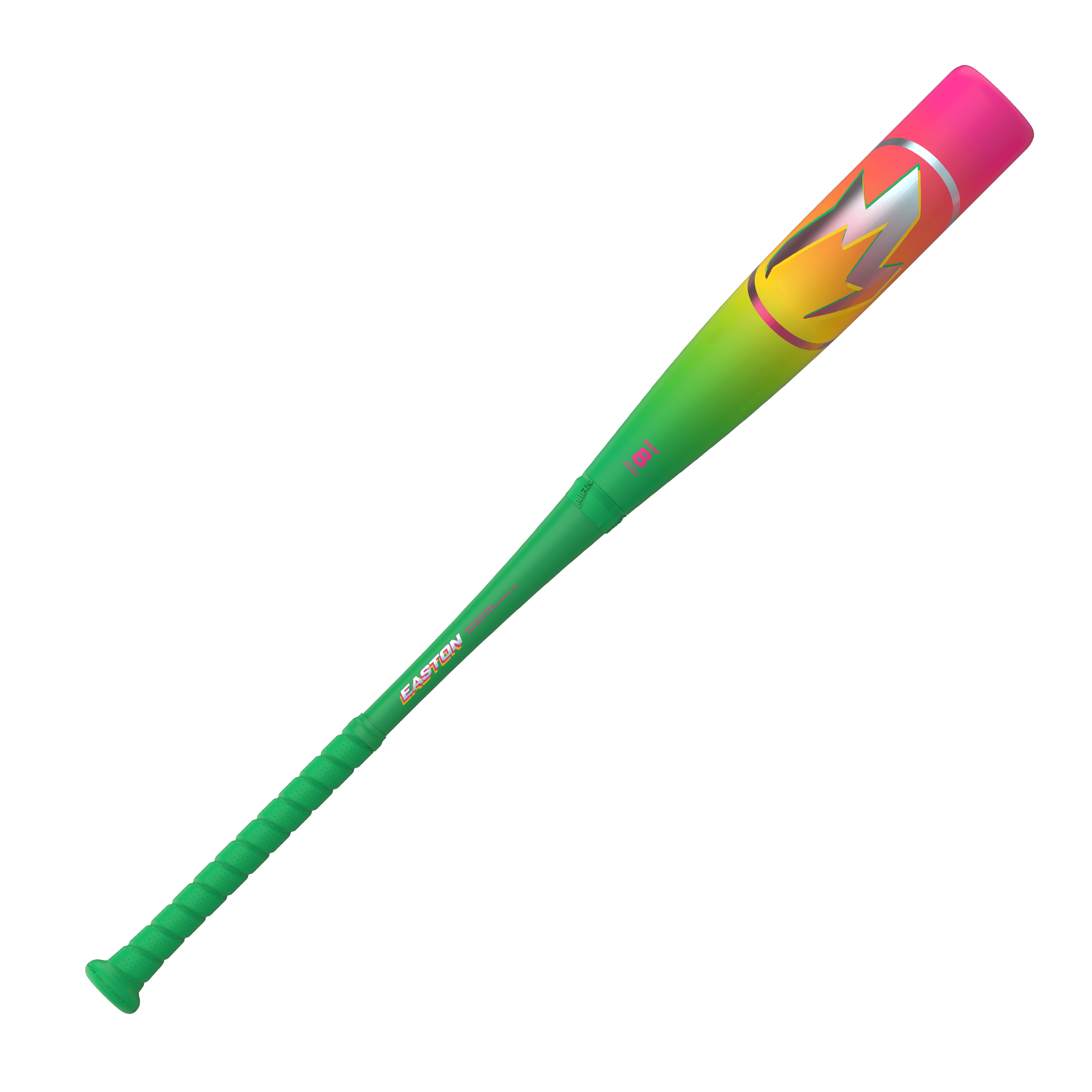 2026 Easton Hype Fire (-8) USA Baseball Bat side profile, green and pink barrel, thermal-inspired design
