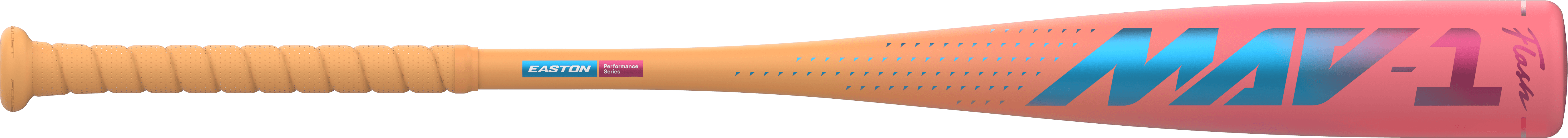 Front horizontal view displaying Easton Mav1 Flash Bat’s balanced construction.
