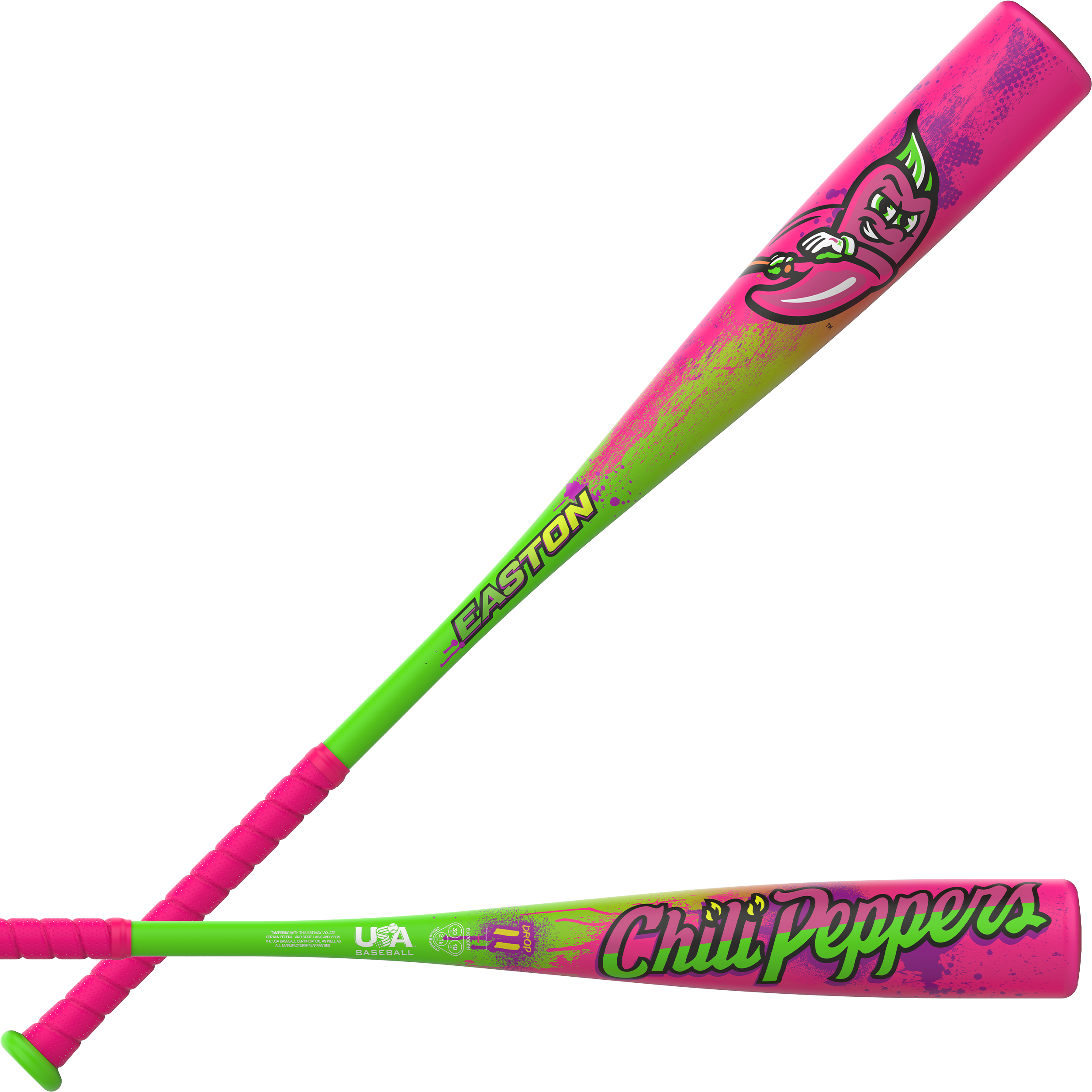 2027 Easton Cosmic Chili Pepper USA Baseball Bat, vibrant design, durable ALX100 alloy, lightweight for youth players