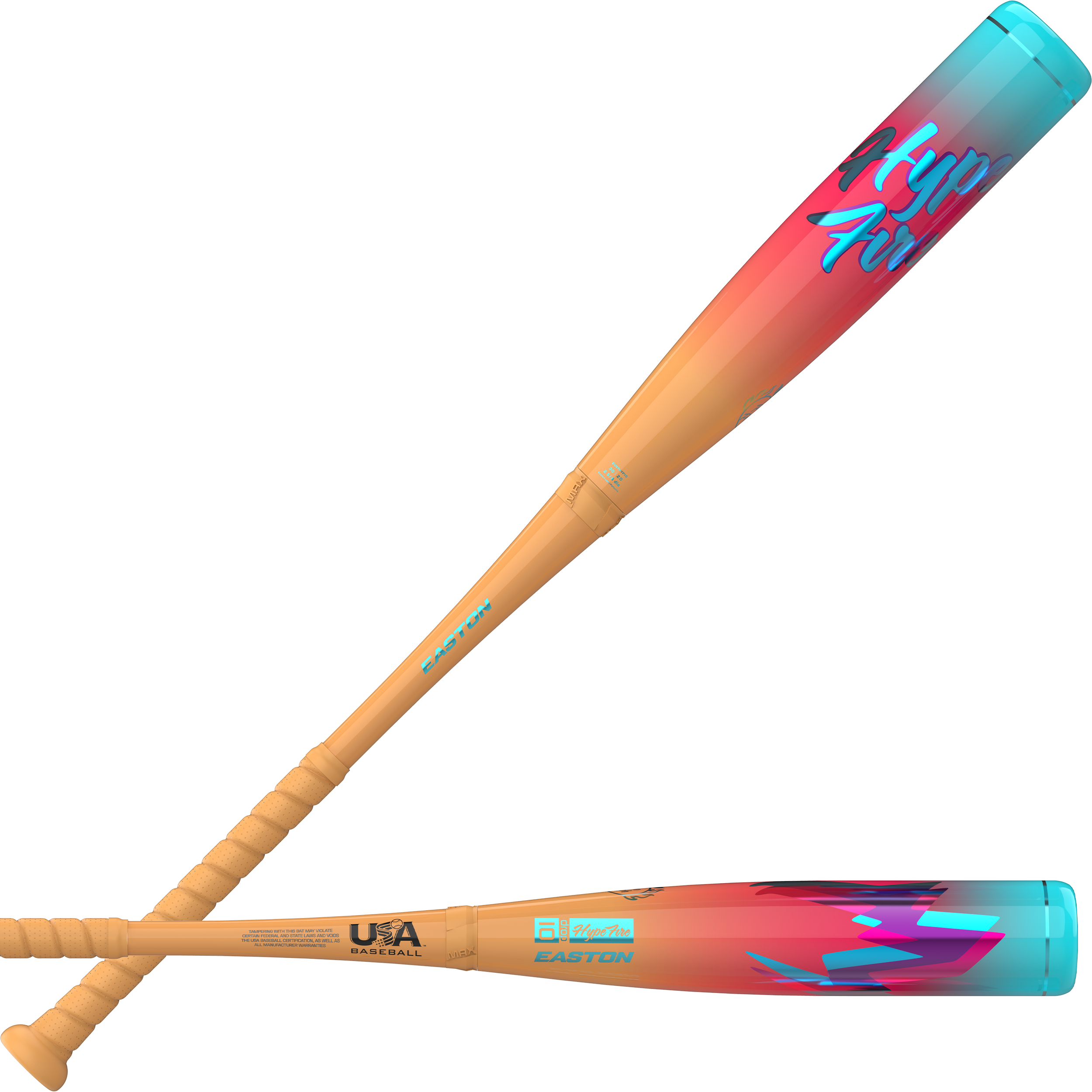2027 Easton Hype Fire USA Youth Baseball Bat combination front/back view showing barrel, handle, grip, and graphics