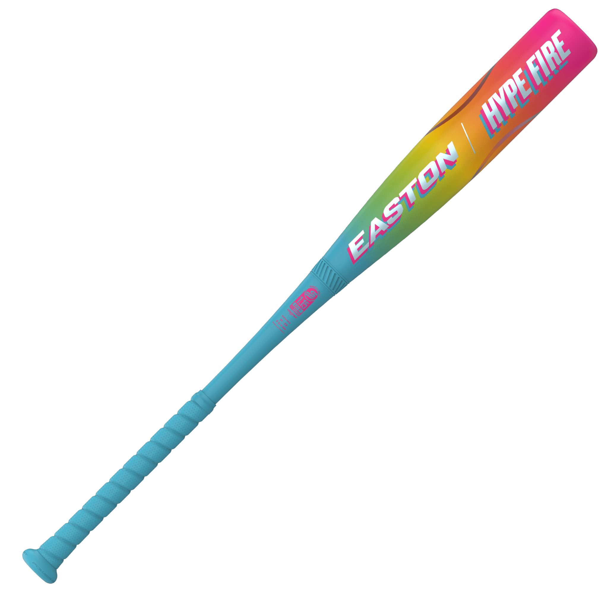 Back view of 2026 Easton Hype Fire (-8) USSSA Baseball Bat in vibrant thermal fade design