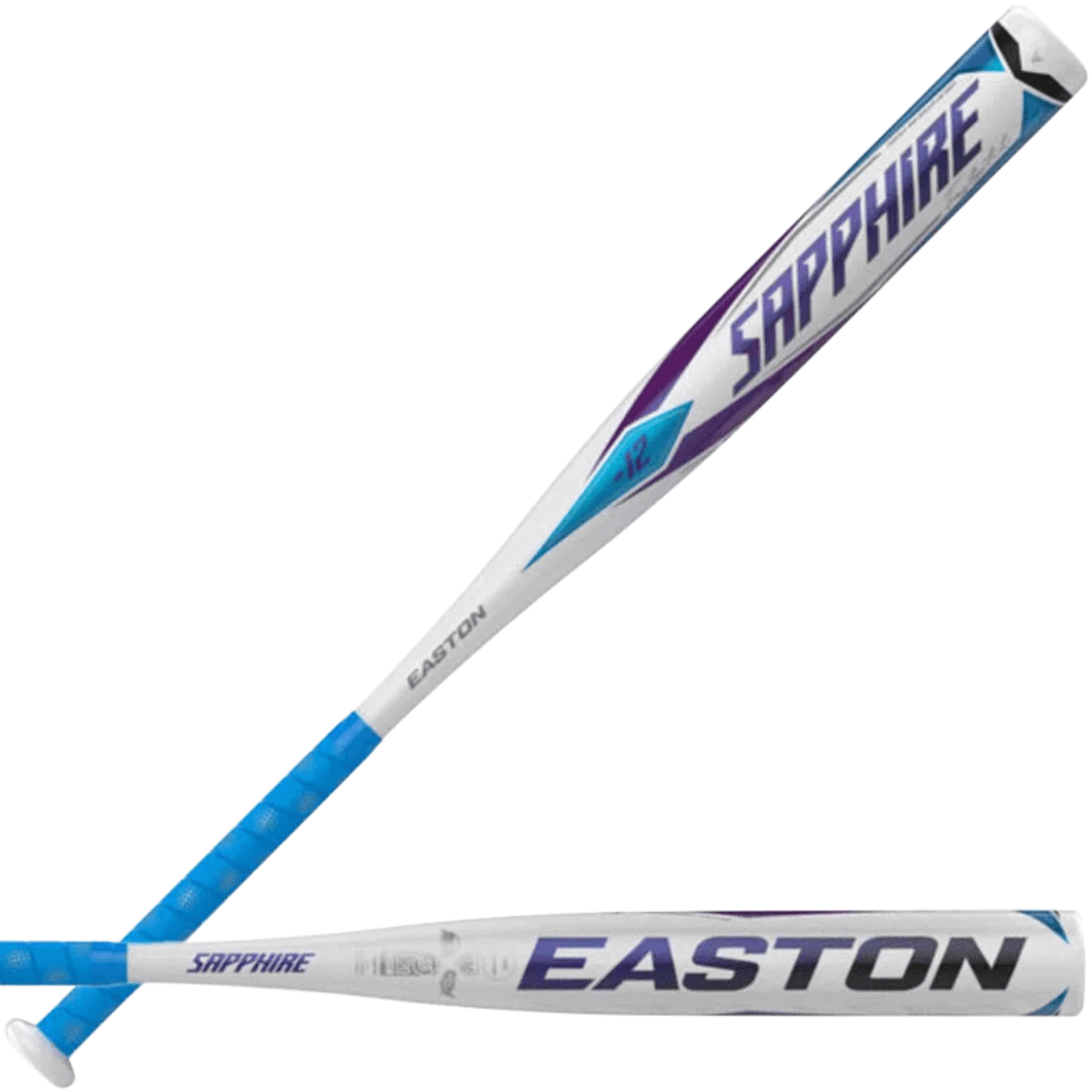 Easton Sapphire Fastpitch Bat (-12) showcasing ALX100 Alloy for balanced performance and fast swing speeds.