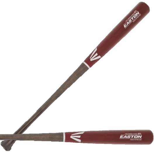 Easton Pro 271 Maple wood baseball bat showcasing tapered barrel and cupped end for enhanced performance.