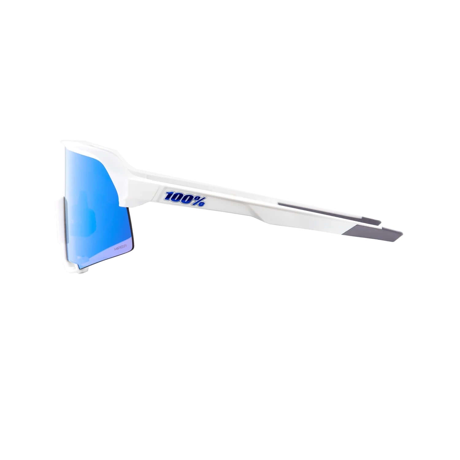 100% S3 Matte White Sunglasses with HiPER Blue Multilayer Mirror Lens