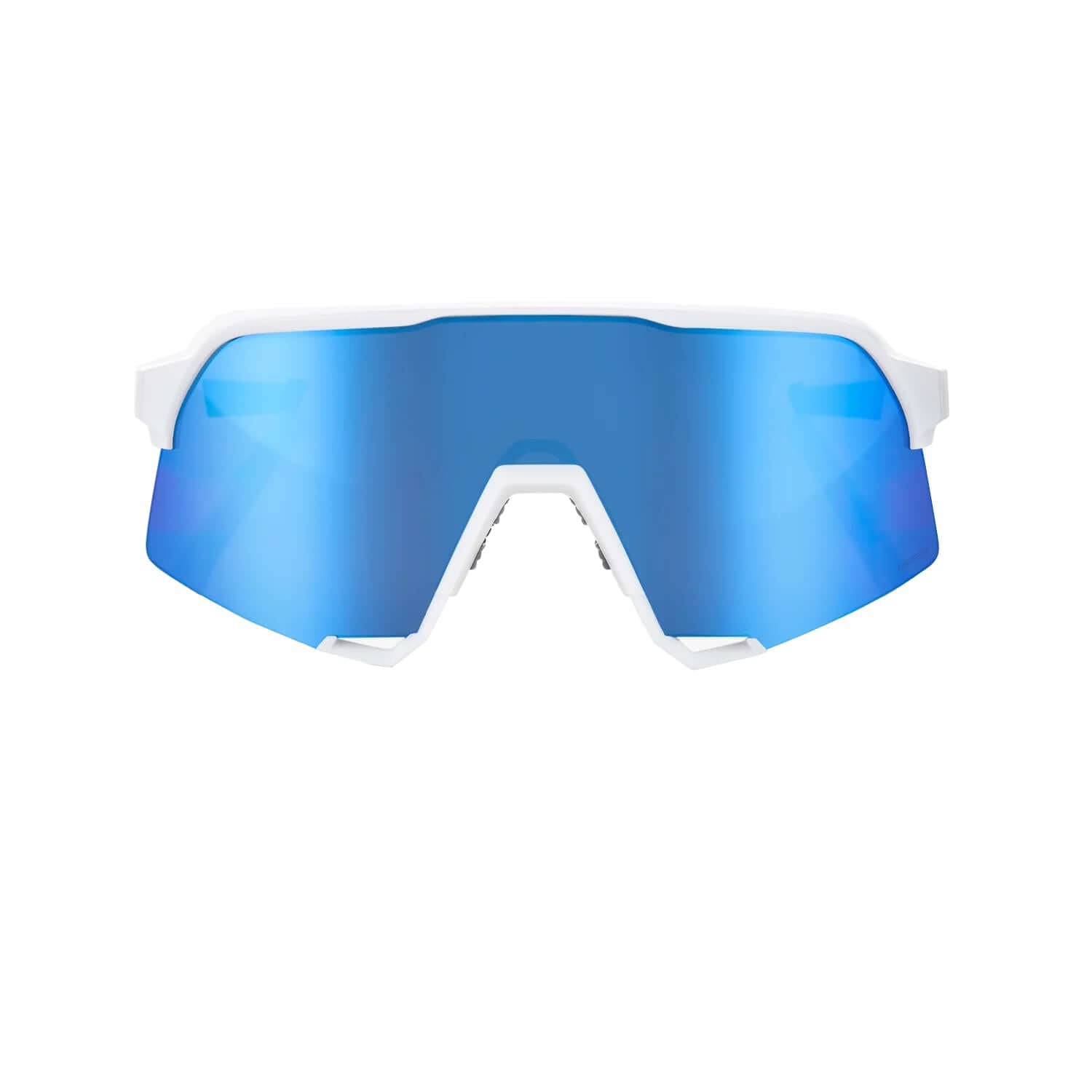 100% S3 Matte White Sunglasses with HiPER Blue Multilayer Mirror Lens