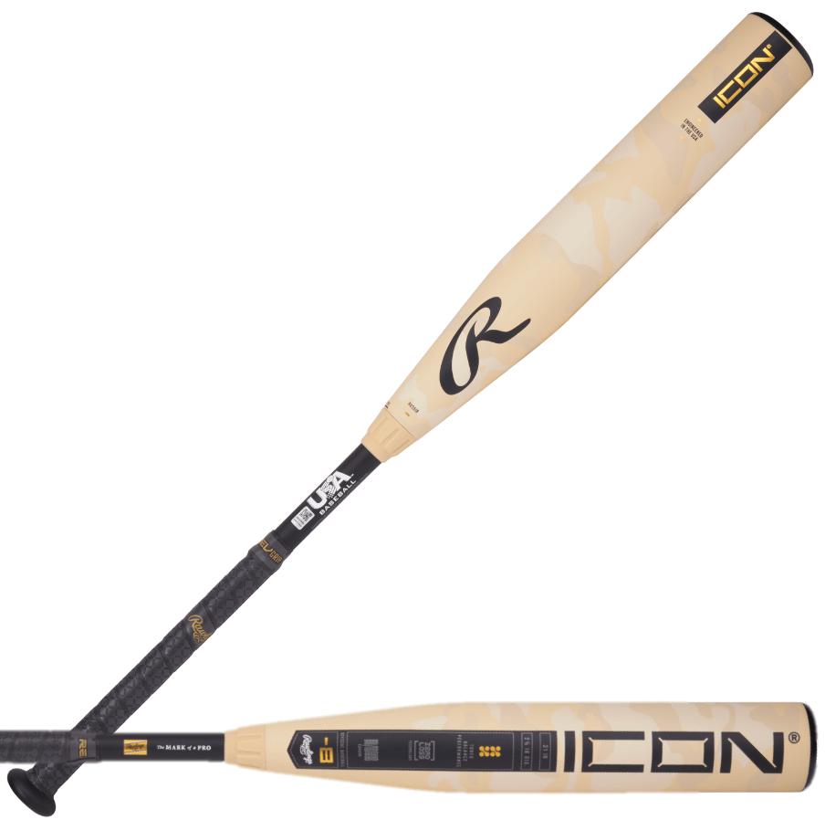 Rawlings Icon 2025 -8 USA youth baseball bat featuring In/Tense carbon composite design and Zero-Loss collar for optimal performance.