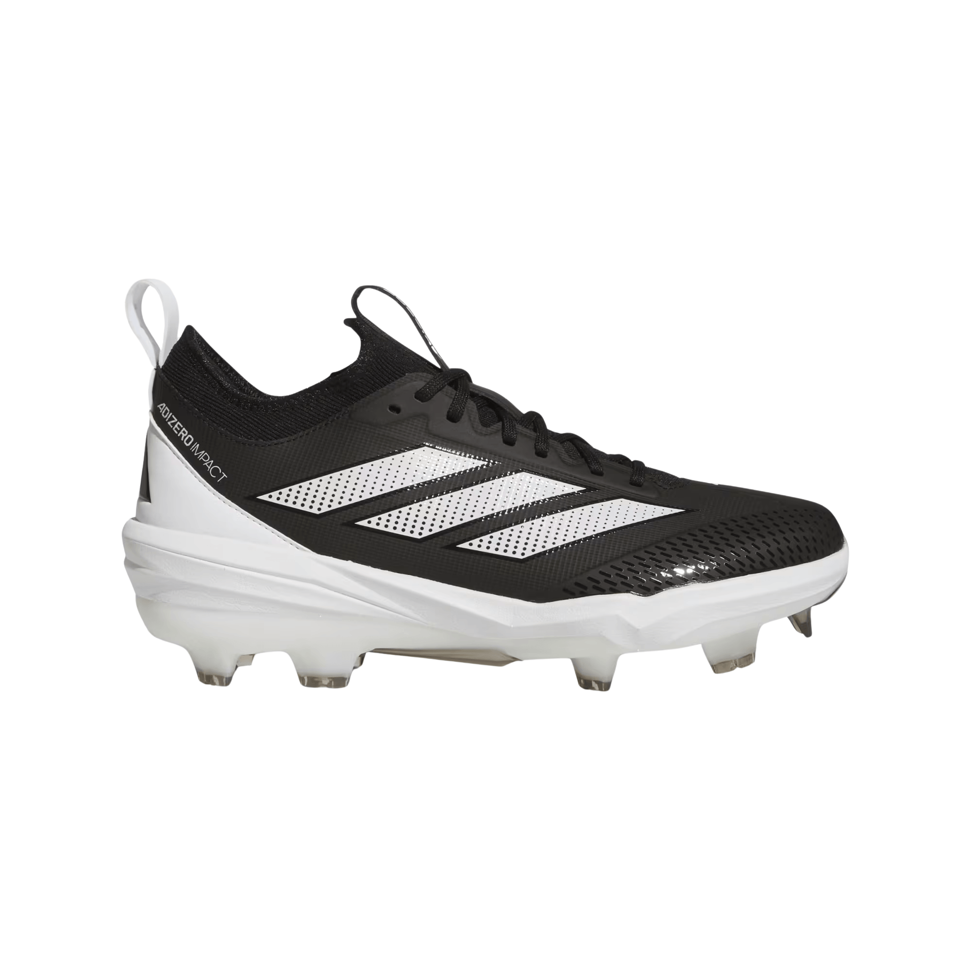 Adidas Adizero Impact 2.0 TPU Cleats - Core Black/Cloud White front view