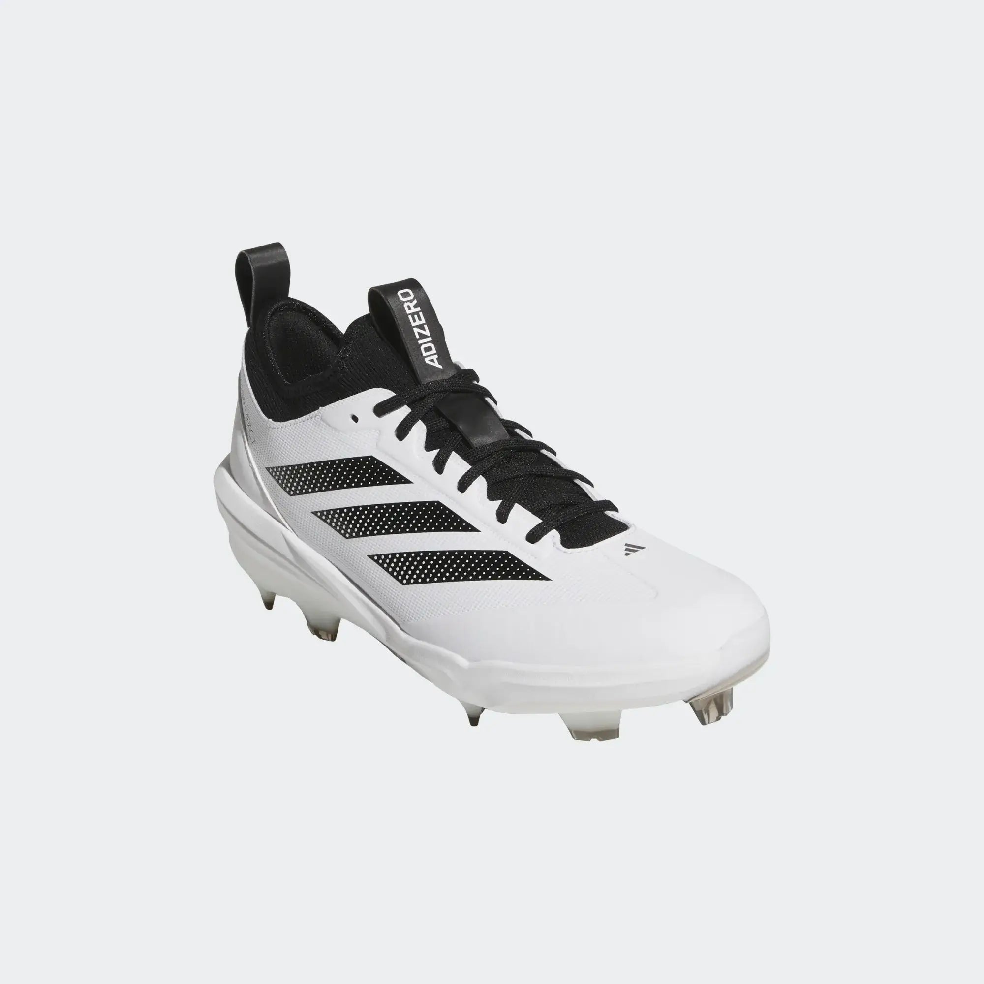 Adizero Impact TPU 2.0 Baseball Cleats - White, side profile showing black laces and studs