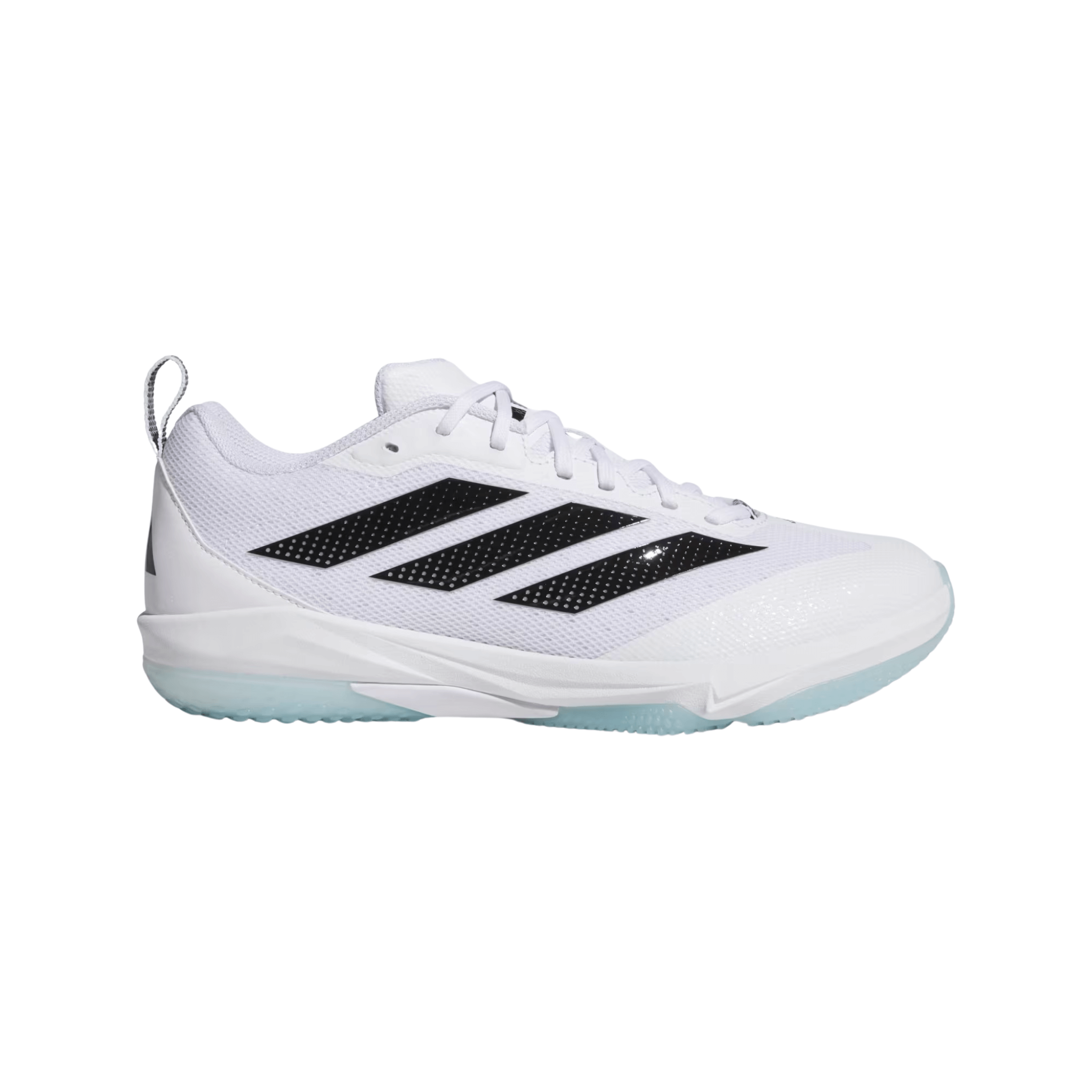 Adidas Adizero Impact 2.0 Turf Shoes in white, featuring black accents and designed for optimal performance.