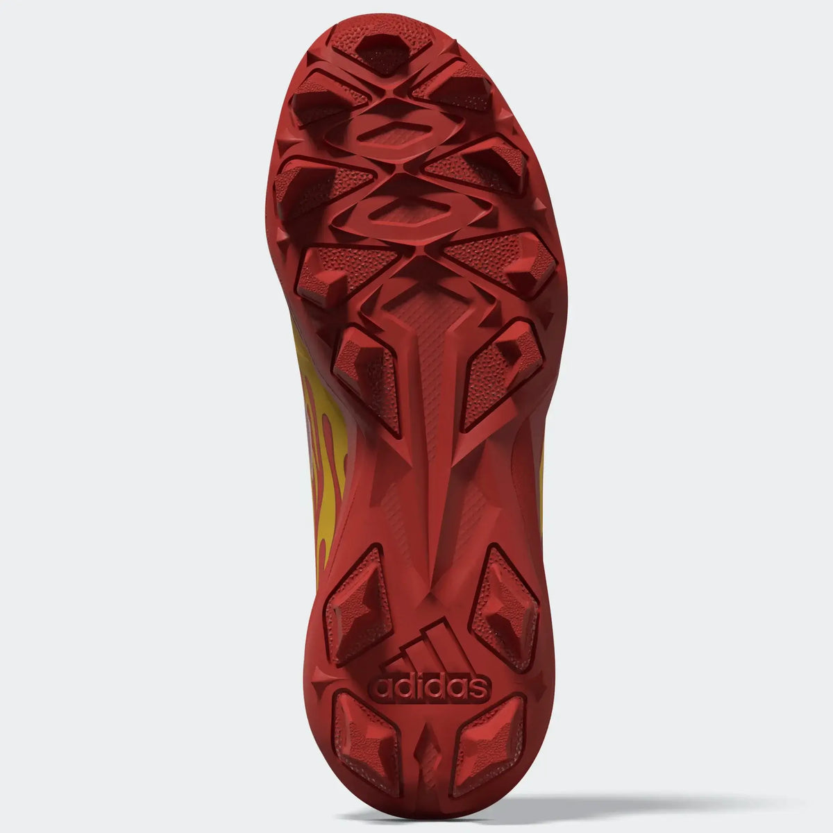 Adidas Adizero Impact Molded Cleat Kids - LUCRED/YELL outsole view showing red stud pattern