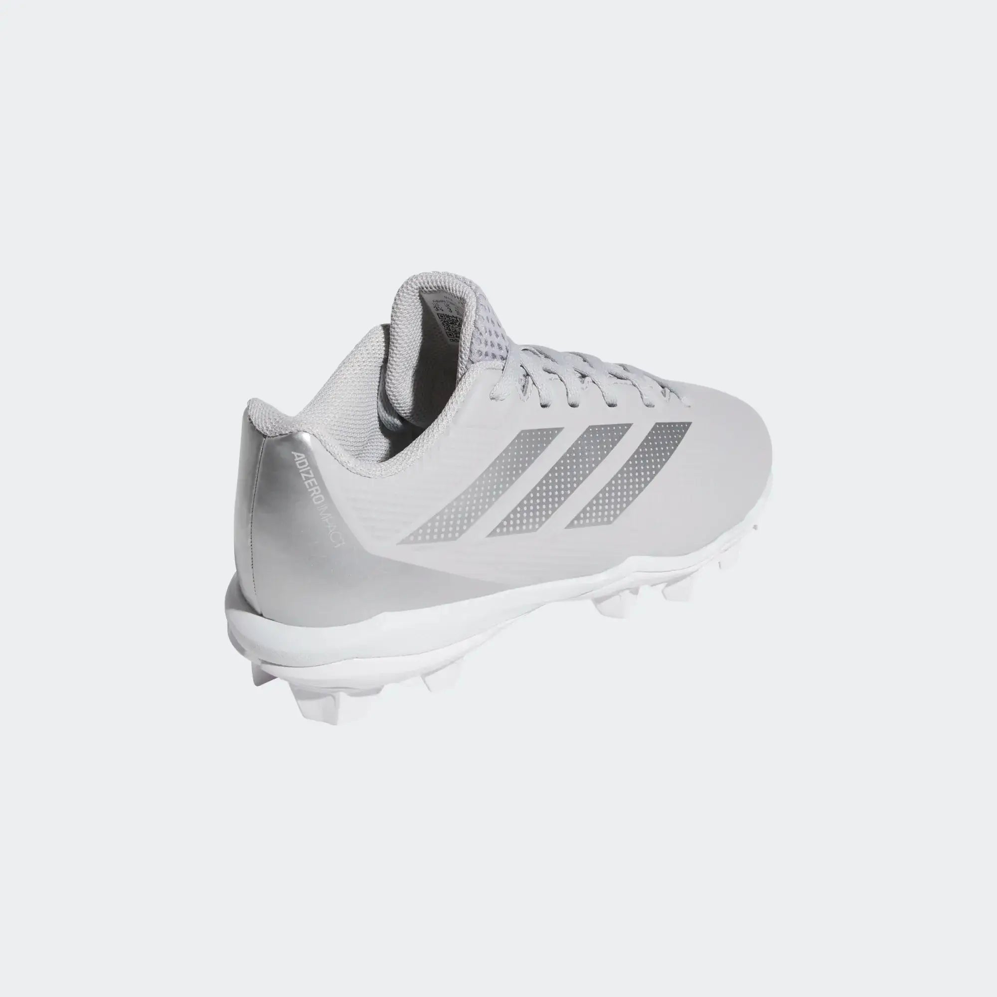 Adidas Adizero Impact Molded Cleats Kids - TMLGGR/SILV, side profile showing lacing system and stud pattern.