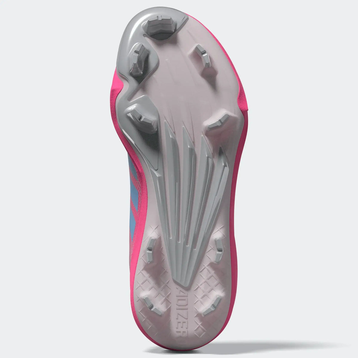Adidas Adizero Instinct 3 WHT/SILVMT outsole view showing stud pattern and logo.