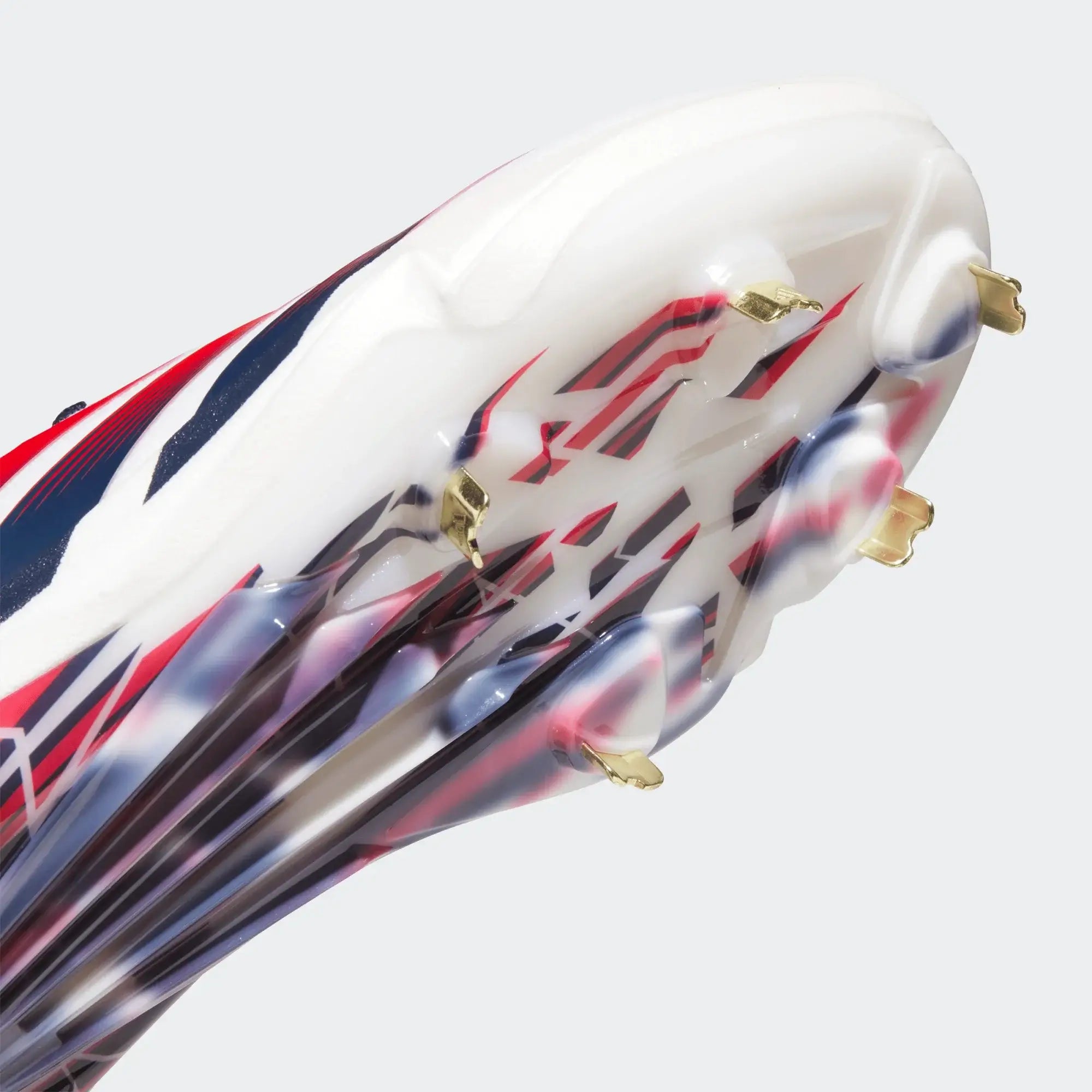 Outsole view of Adidas Adizero Electric+ 2.0 BSB USA FTWWHT/TENABL/TMCORD showing stud pattern and graphic details.