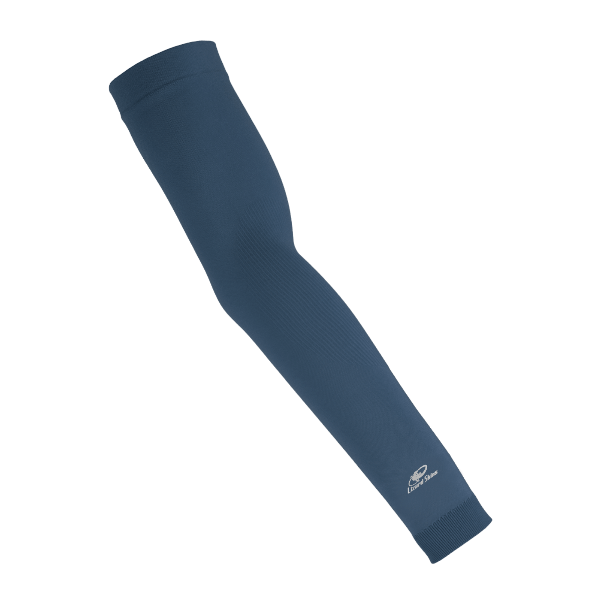 Lizard Skins Knit Arm Sleeve in navy blue, featuring seamless technology for compression fit and muscle support.