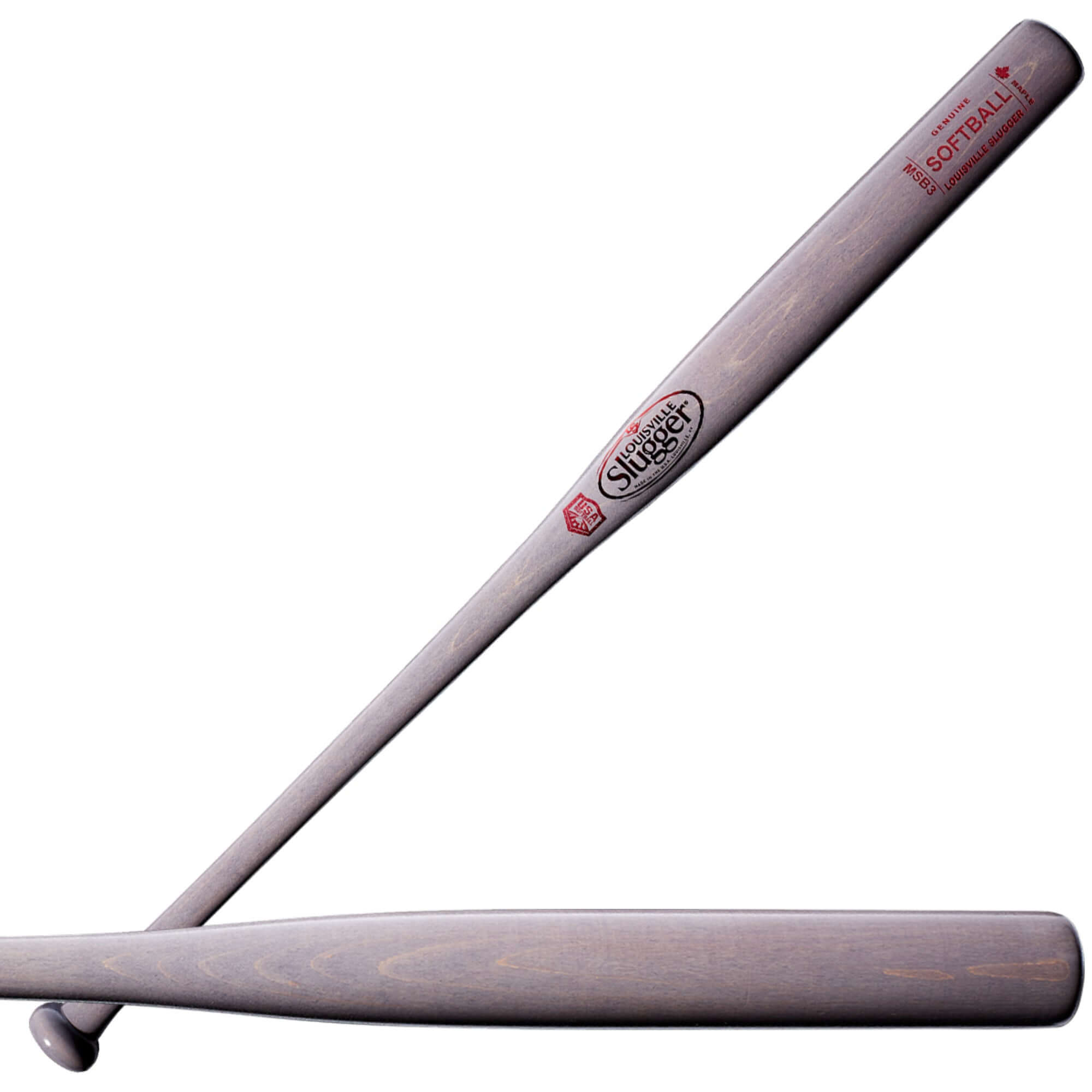 Louisville Slugger Wood Softball MSB3, poplar wood, black finish, EXOARMOR coating, lightweight fungo bat