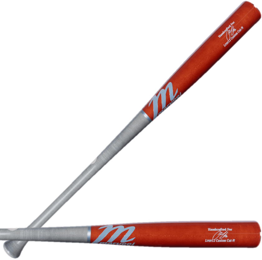 Marucci Lindy12 Pro Exclusive wood bat in smoke and burnt orange, designed for contact and power hitters.