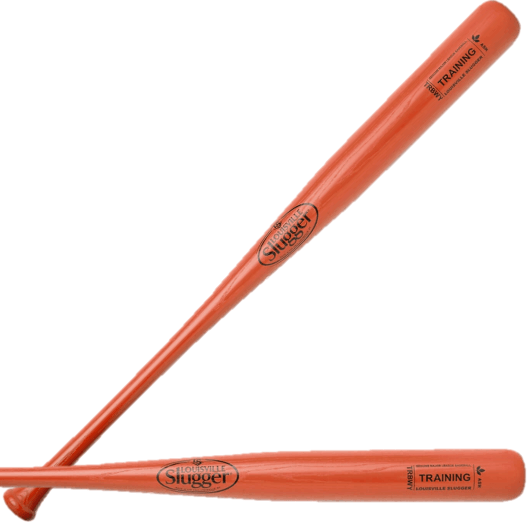 Louisville Slugger weighted training bat in orange, designed to enhance swing speed and strength for baseball training.
