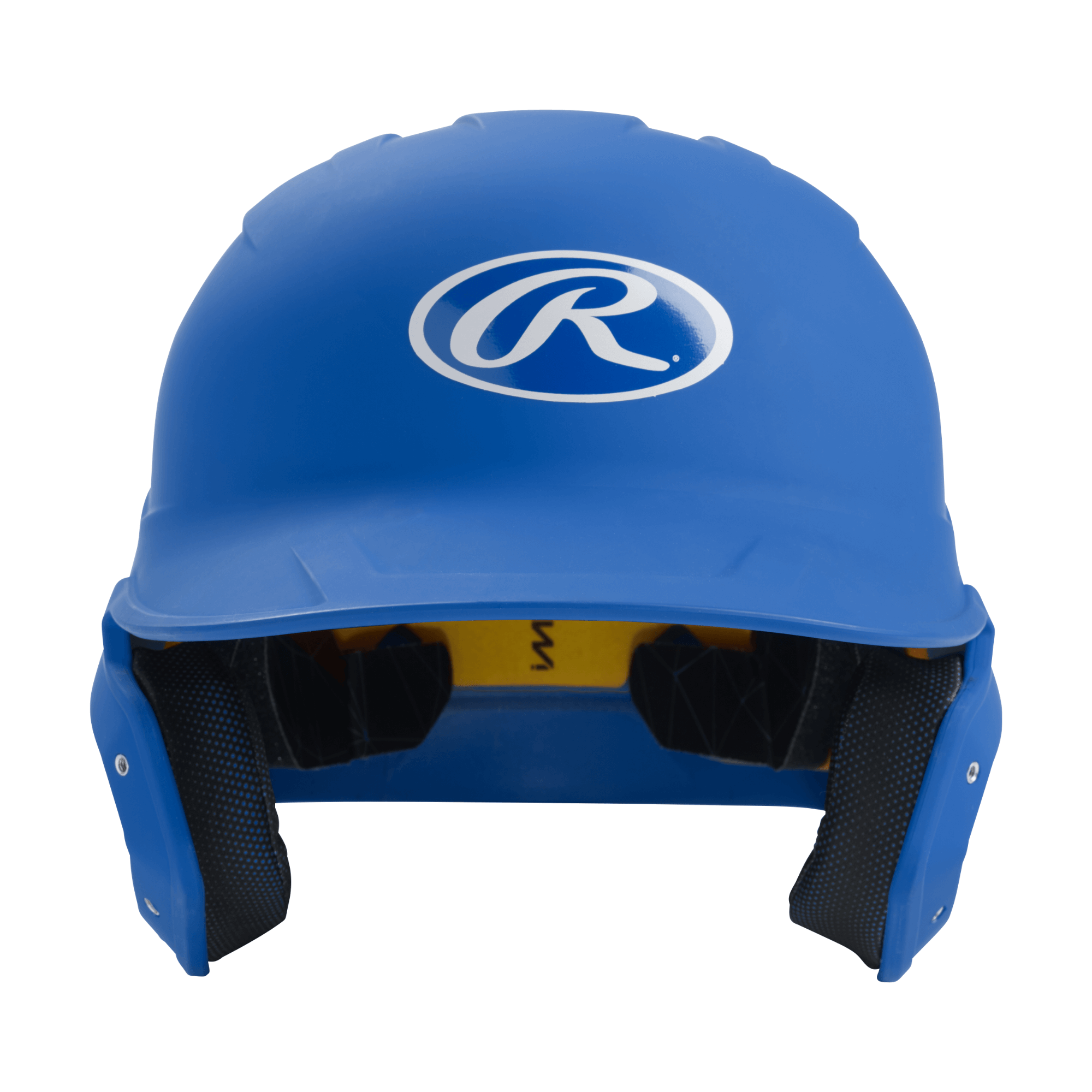 Rawlings MACH junior batting helmet in blue, showcasing sleek design and ventilation for optimal performance.