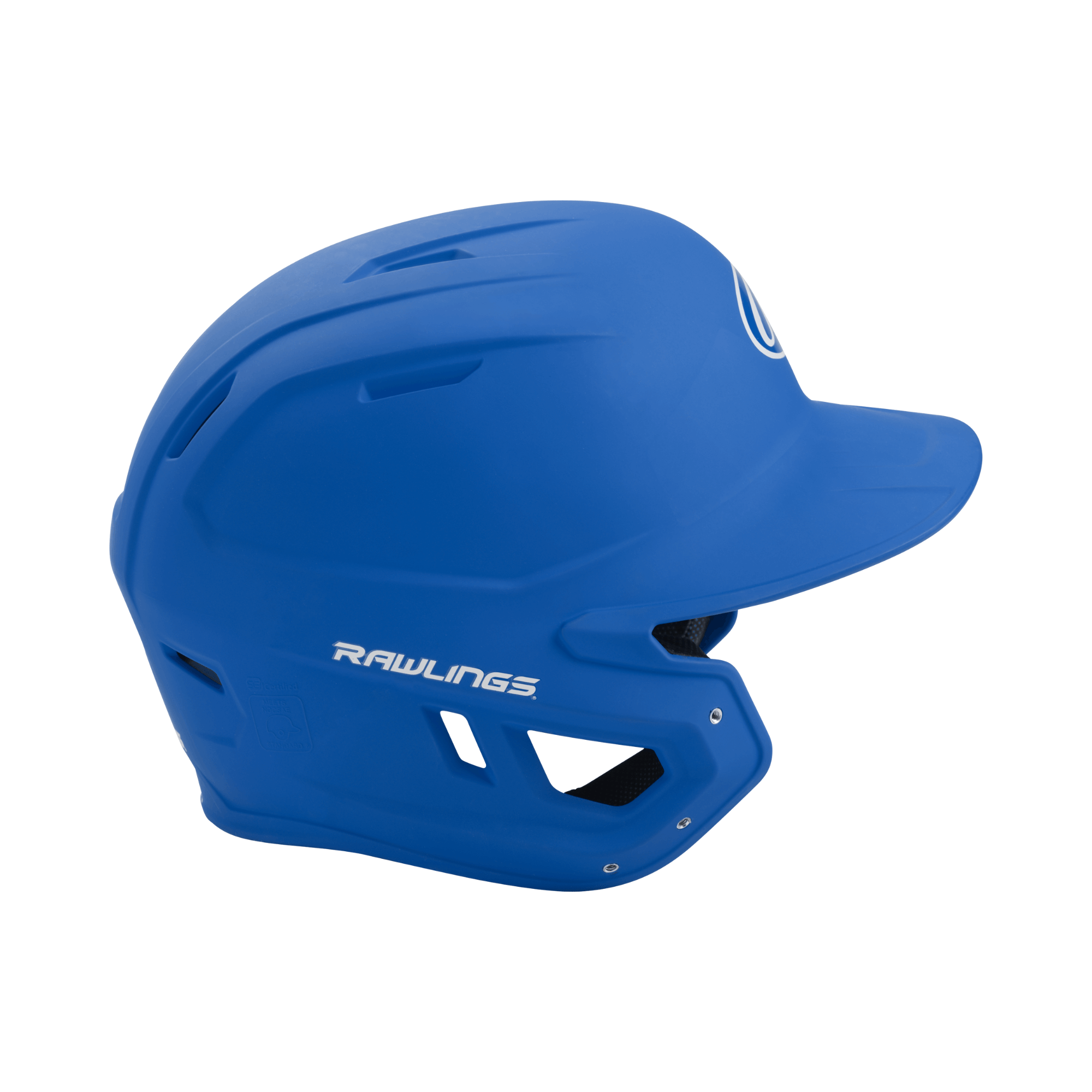 Rawlings MACH junior batting helmet in blue with sleek design and optimized ventilation for comfort and coverage.