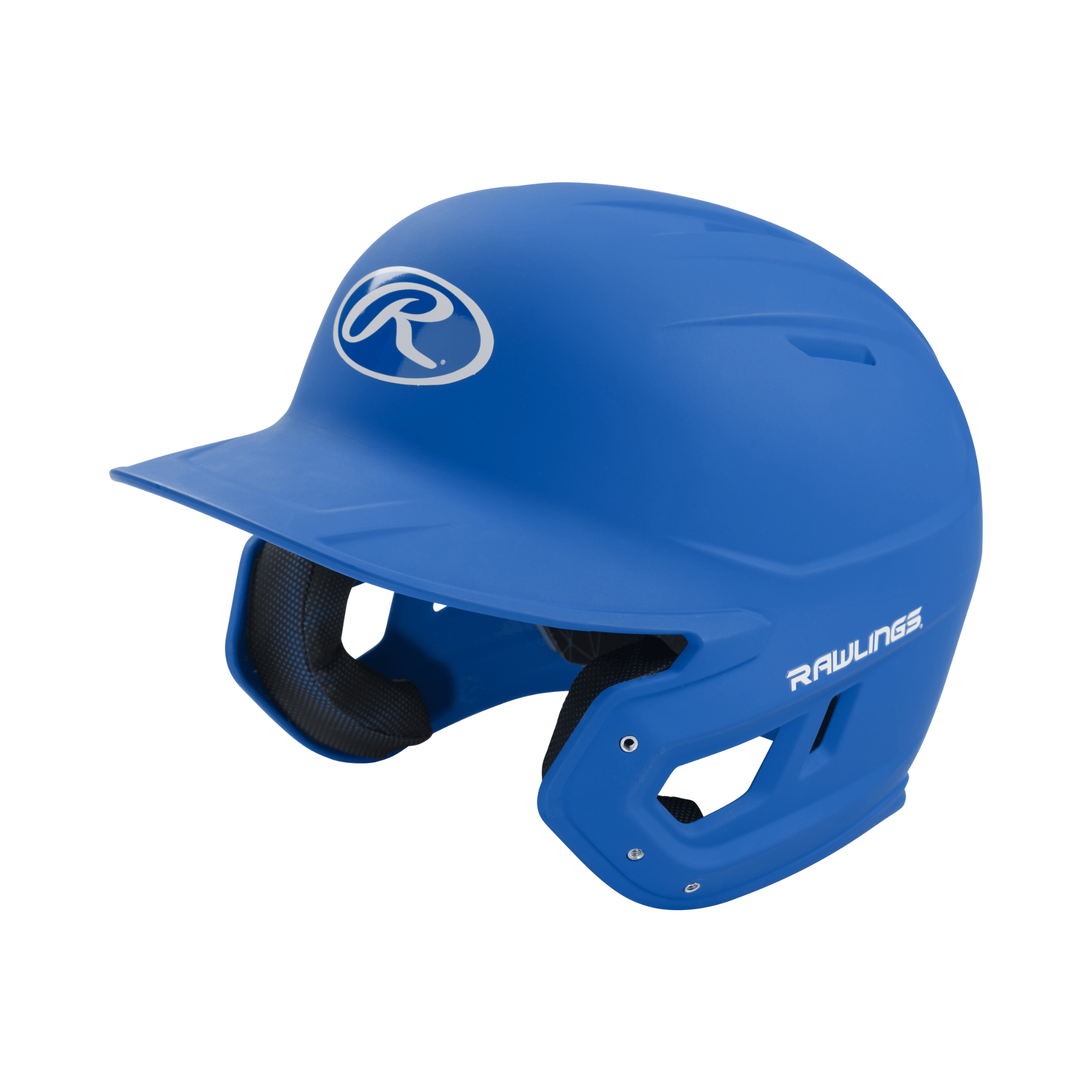 Rawlings MACH Junior batting helmet in blue, featuring a sleek design and ventilation for optimal comfort and performance.